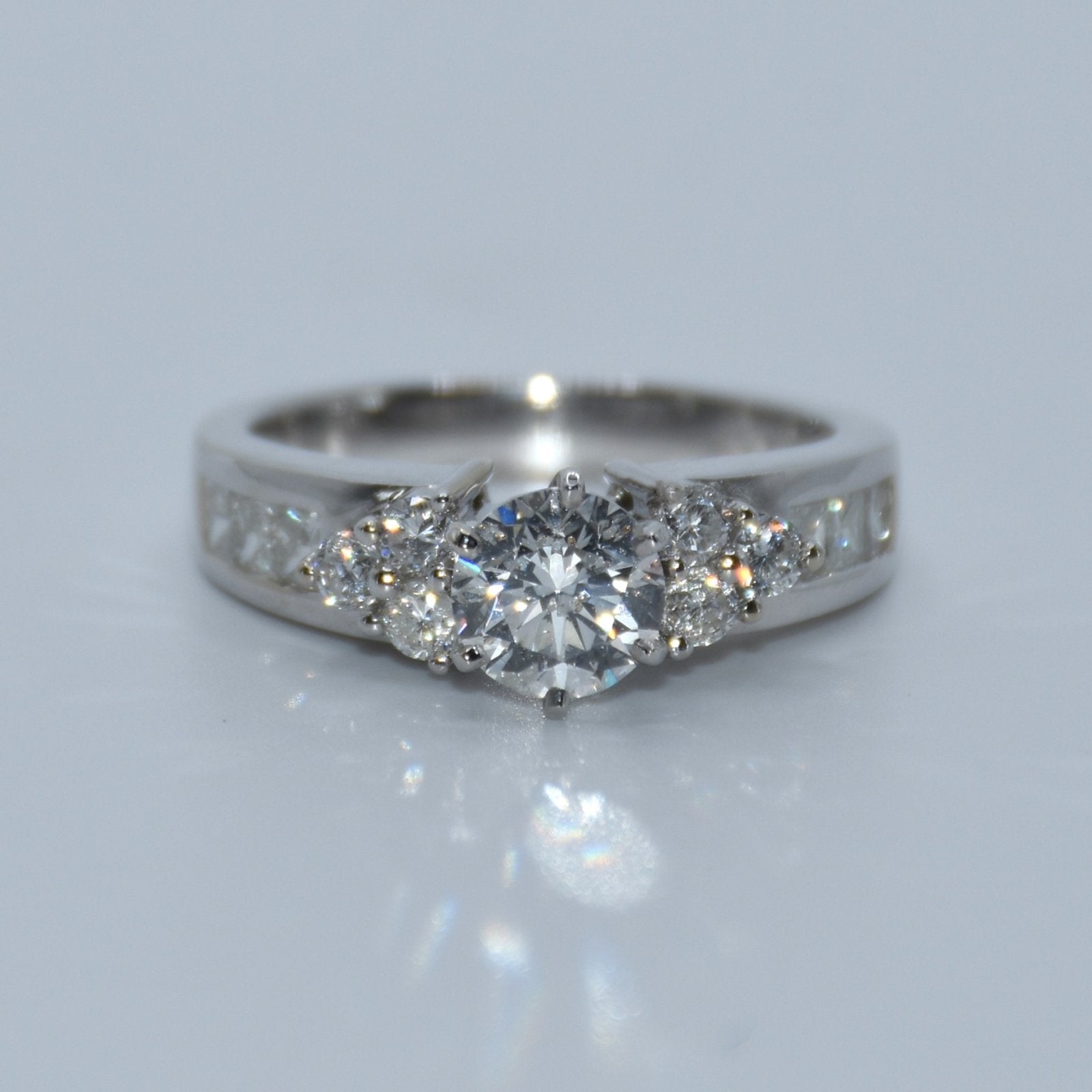 14K Gold | 1.02ct Natural Round Diamond with .85ct (1.87cttw)14K White Gold Engagement Ring