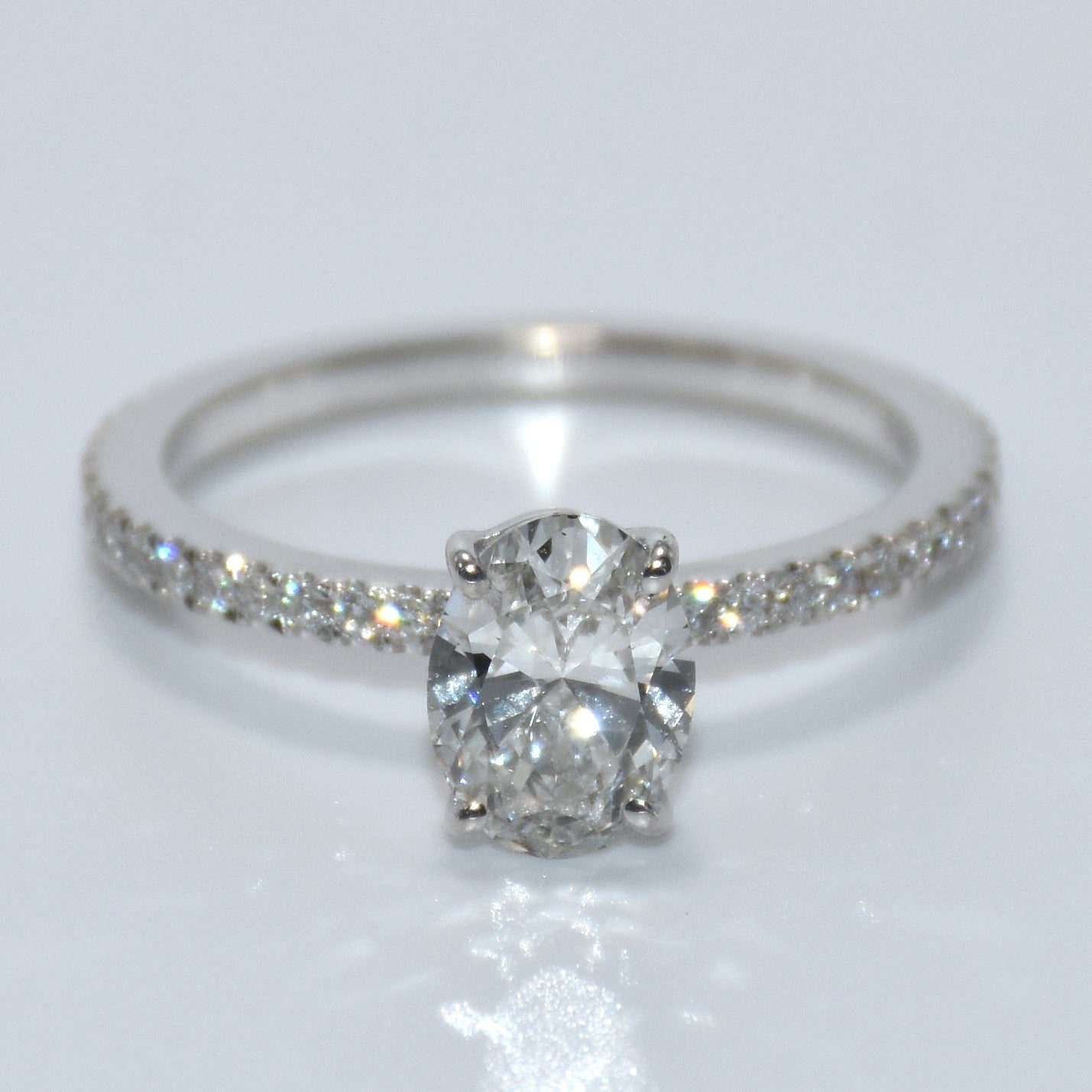 14K Gold | 1ct Lab Oval Diamond .25ct Setting 14K White Gold Engagement Ring