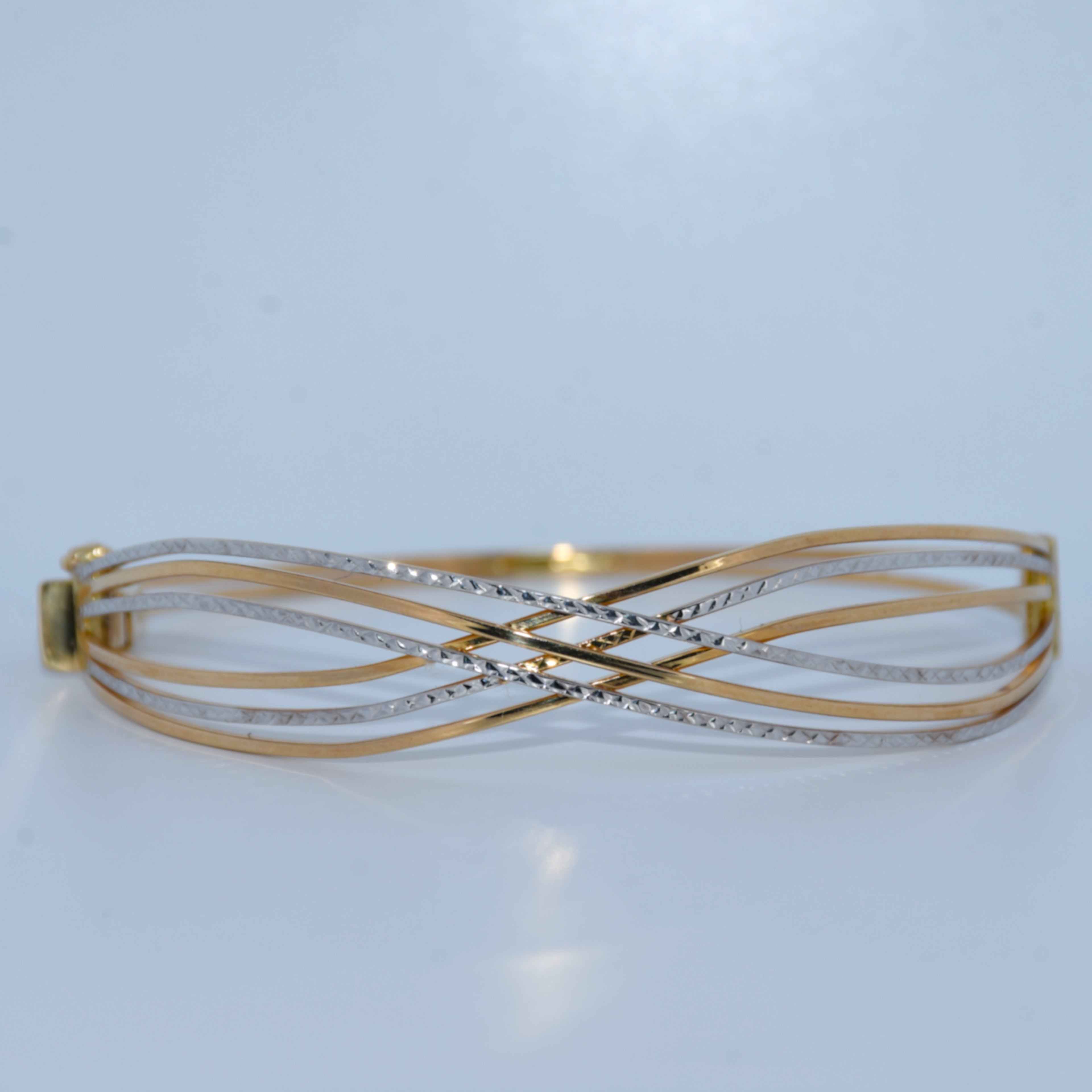 14K Gold | Two Tone Bangle Bracelet