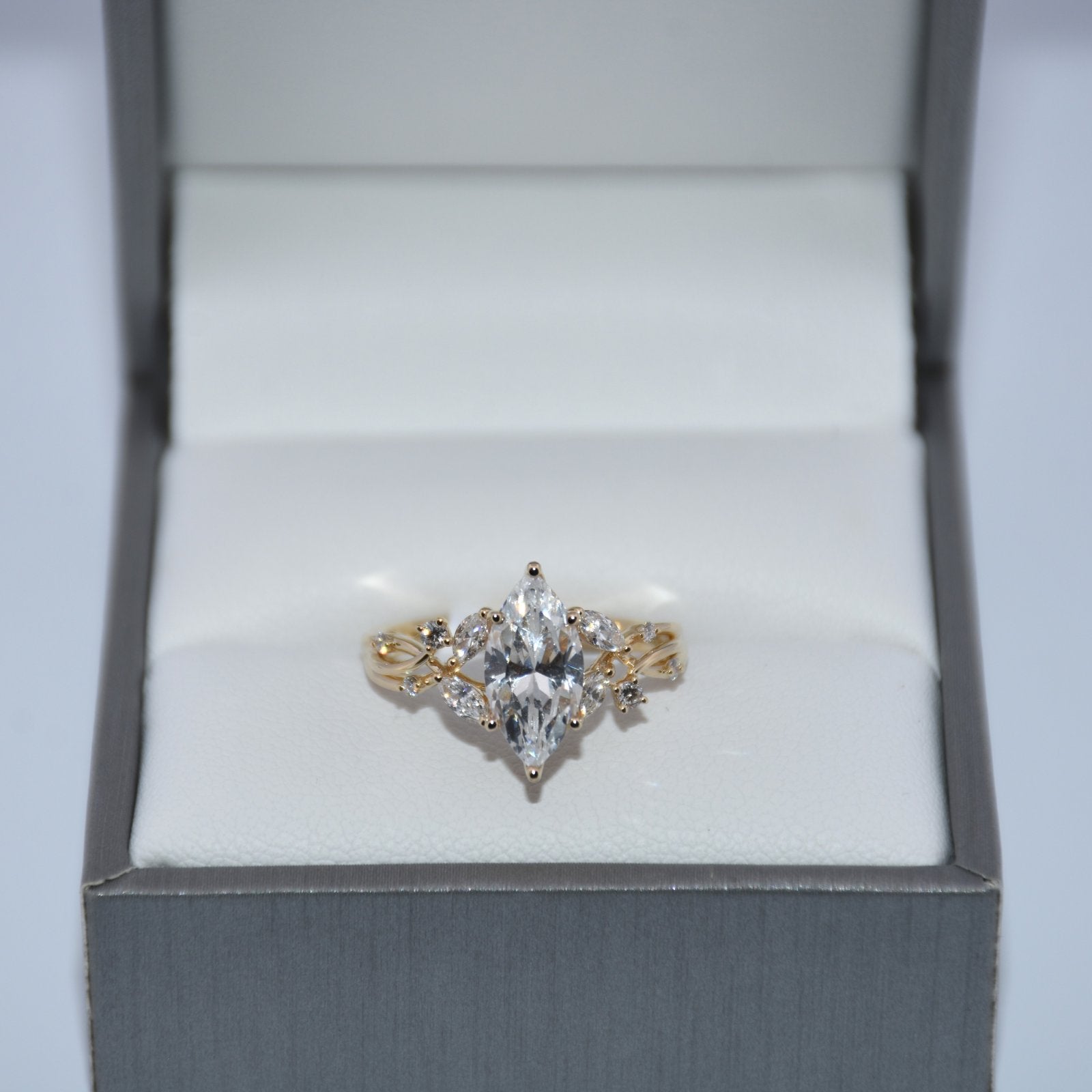 14K Gold | YG Lyria Bridal Semi-Mount Marquise Diamond Engagement Ring (Check Description)