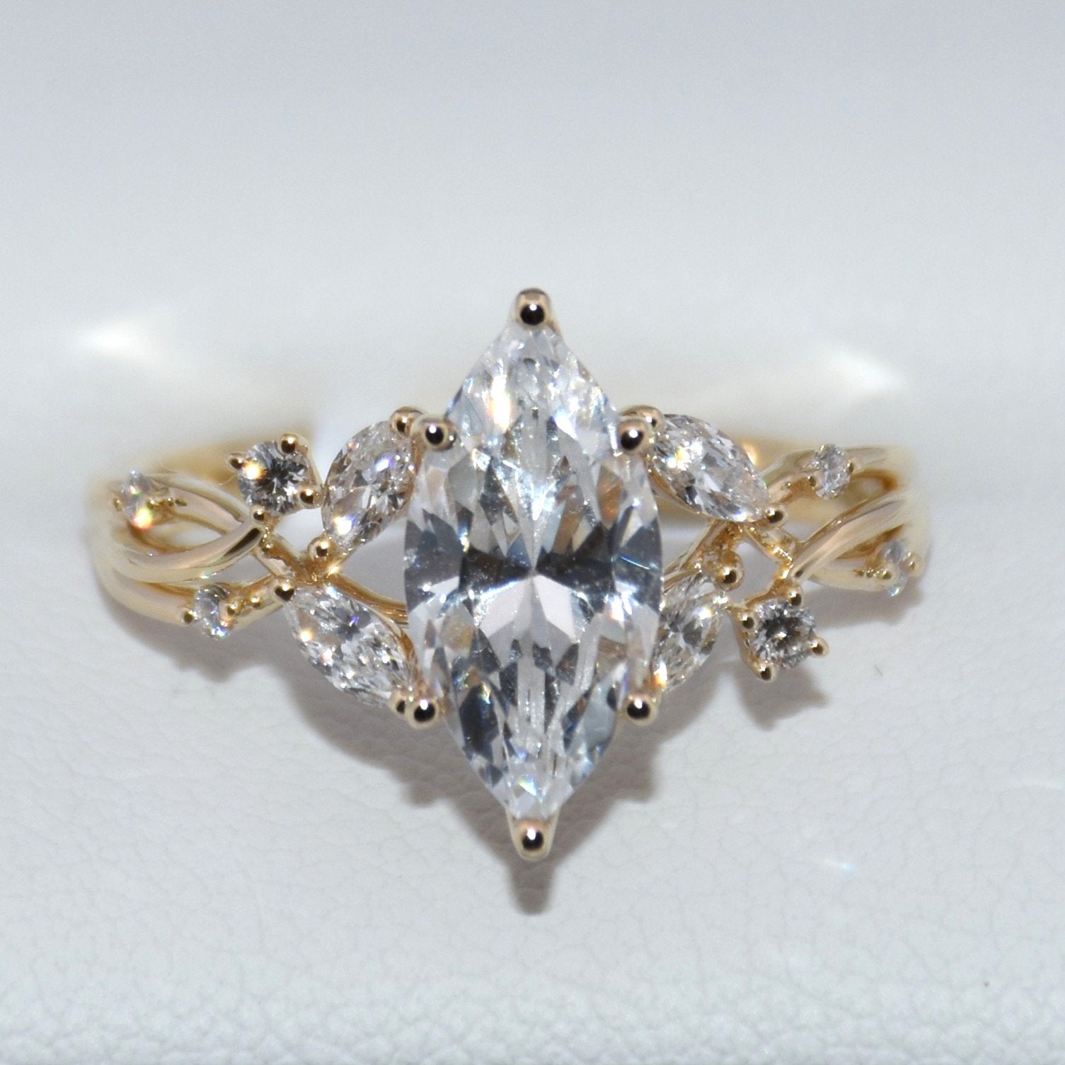 14K Gold | YG Lyria Bridal Semi-Mount Marquise Diamond Engagement Ring (Check Description)