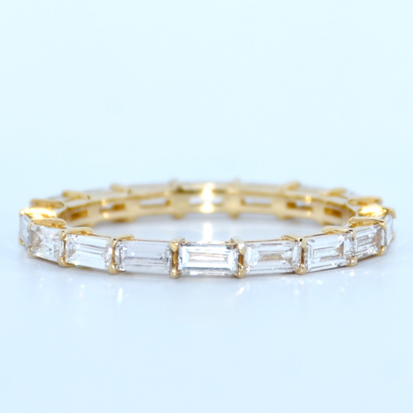 14K Gold | YG 1.071cttw Emerald Eternity Lab Diamond Wedding/Anniversary Band