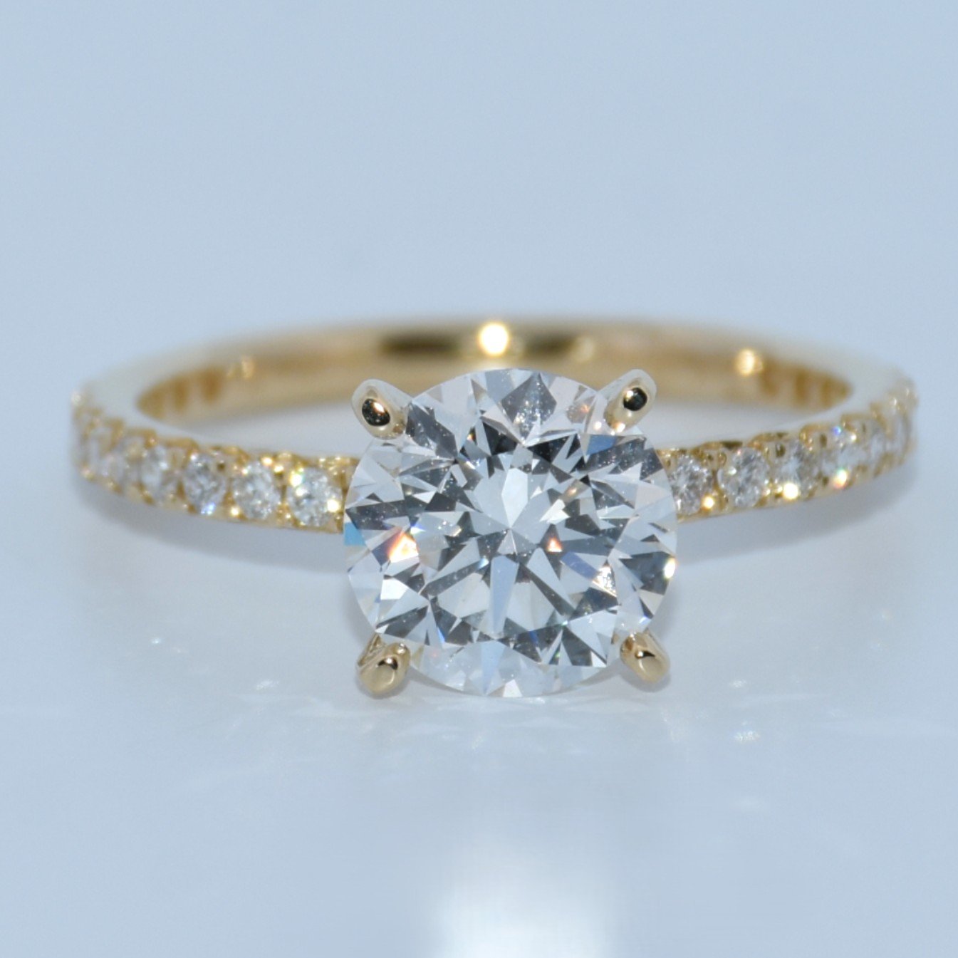 14K Gold | YG 2ct Round Lab Diamond .34ct Accented Engagement Ring
