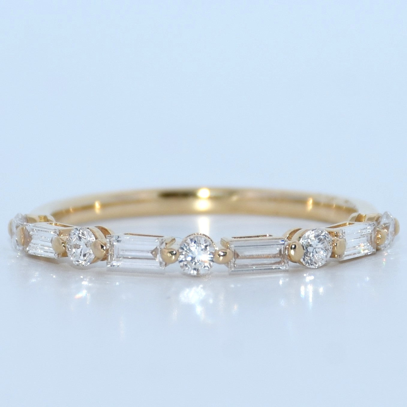 14K Gold | YG .445cttw Baguette/Round Lab Diamond Wedding/Anniversary Band