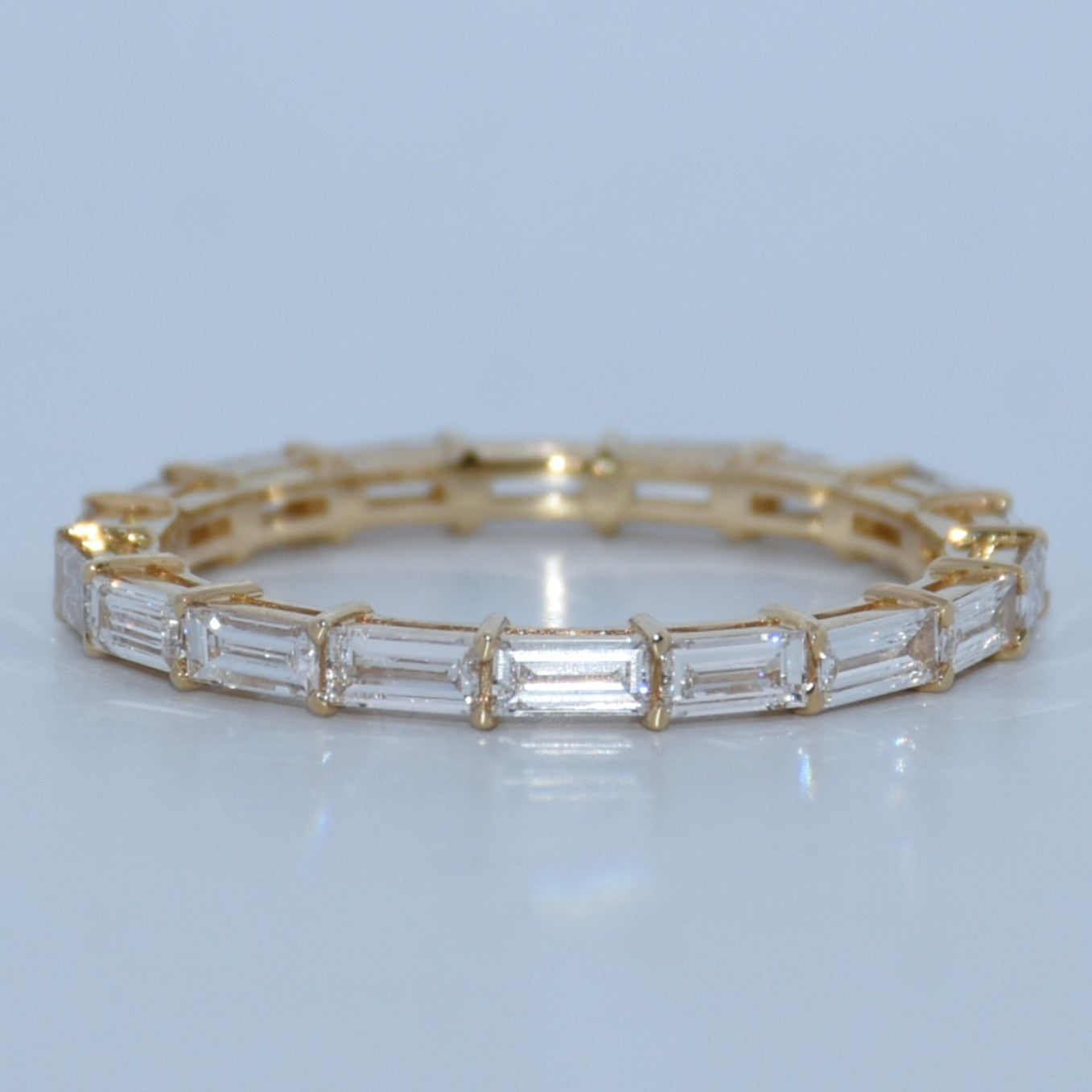 14K Gold | YG 1.071cttw Emerald Eternity Lab Diamond Wedding/Anniversary Band