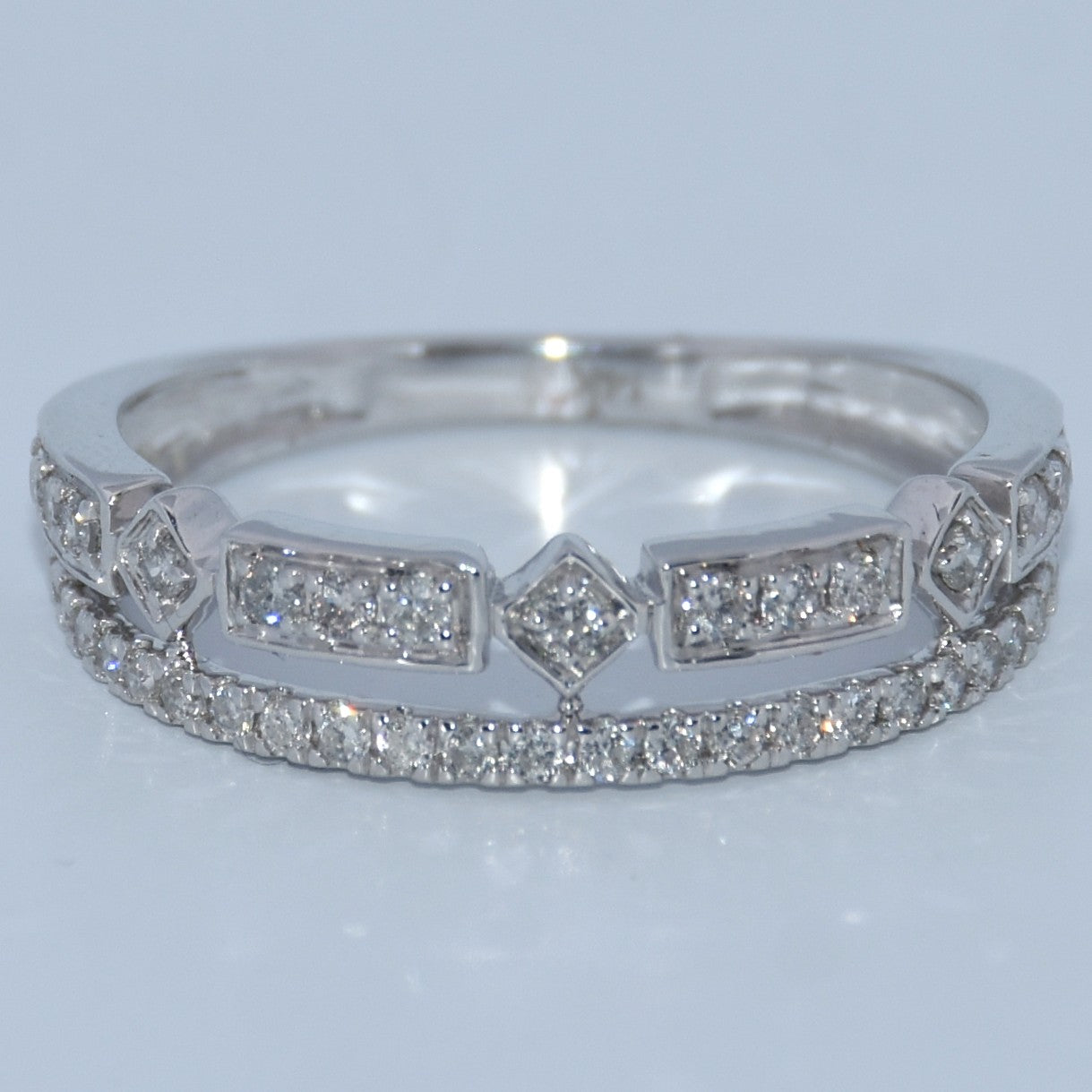 14K Gold | .40ct Natural Diamond 14K White Gold Double Layer Wedding Band