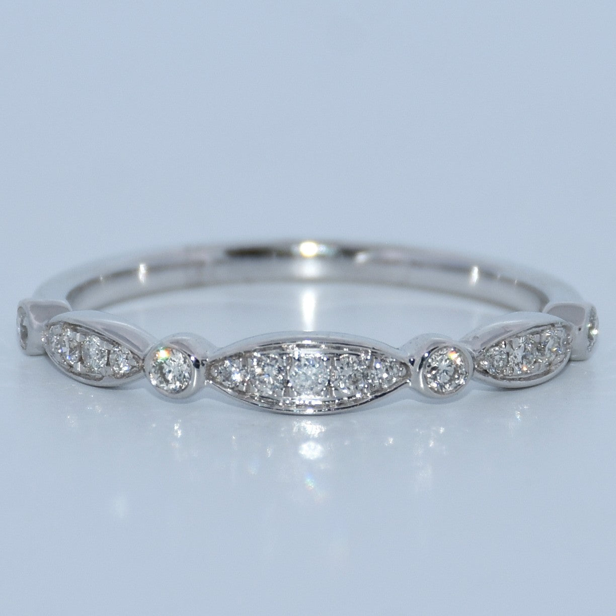 14K Gold | .20ct Natural Diamond Marquise/Round Eternity Wedding Band