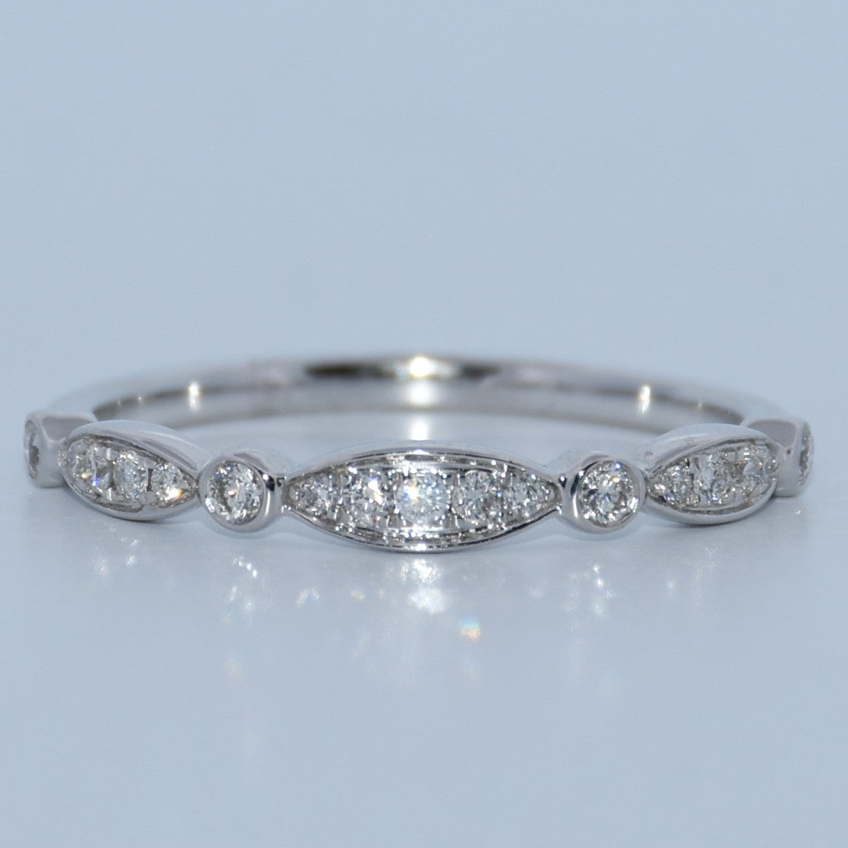 14K Gold | .20ct Natural Diamond Marquise/Round Eternity Wedding Band