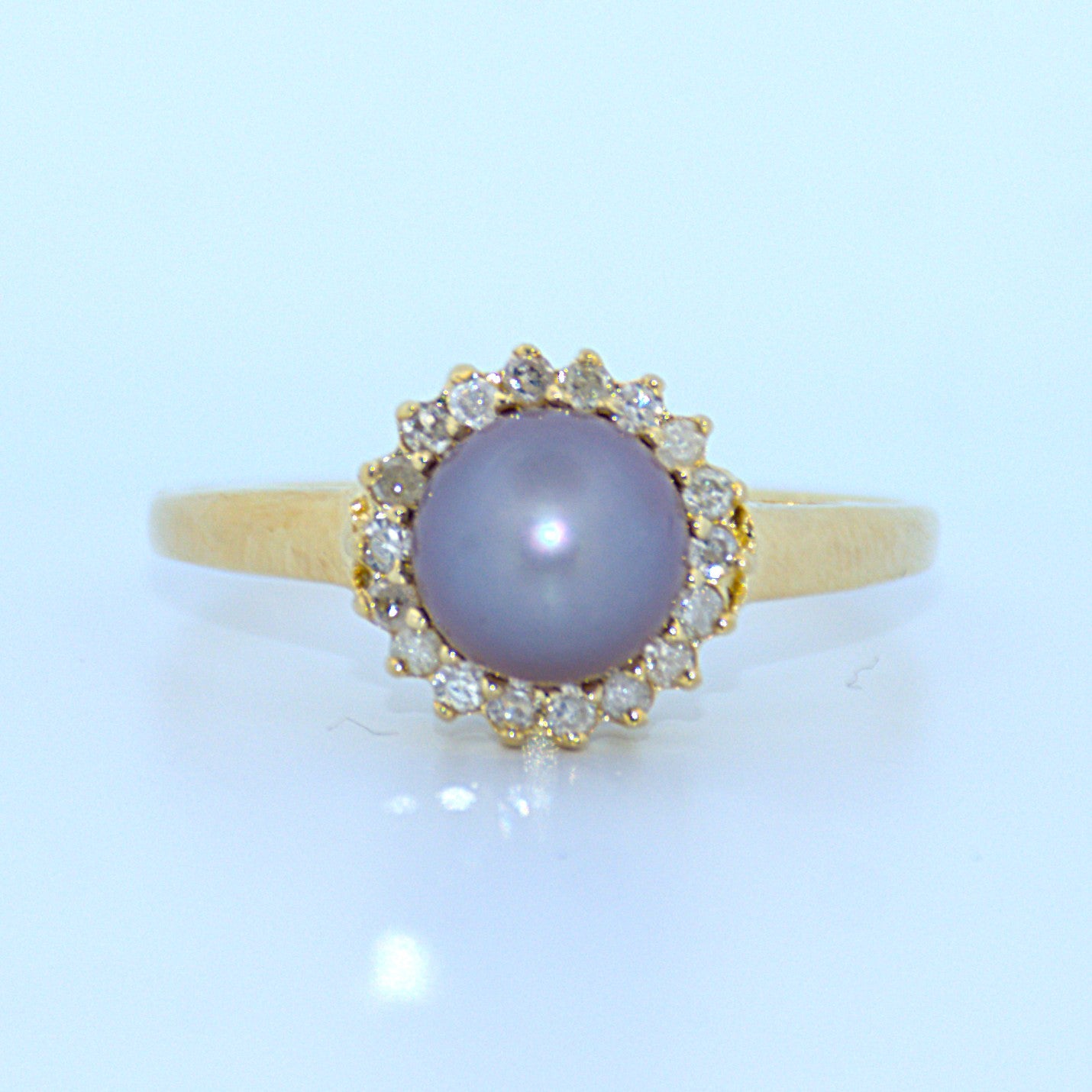 14K Gold | Yellow Gold Pearl and .14ct Natural Diamond Ring