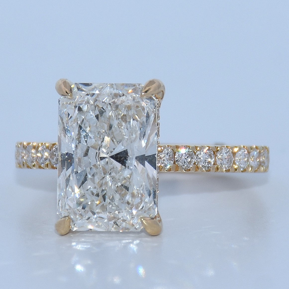 14K Gold | Yellow Hidden Halo Radiant 4.03ct Lab Diamond Engagement Ring