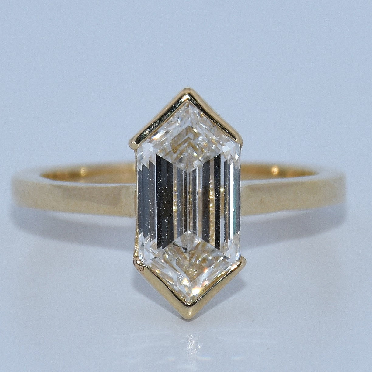 14K Gold | Yellow Half Bezel Dutch Marquise 2.57ct Lab Diamond Solitaire Engagement Ring