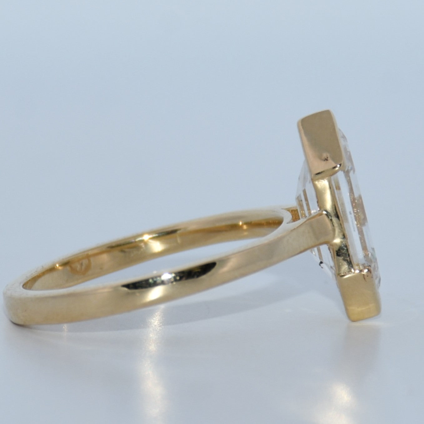 14K Gold | Yellow Half Bezel Dutch Marquise 2.57ct Lab Diamond Solitaire Engagement Ring