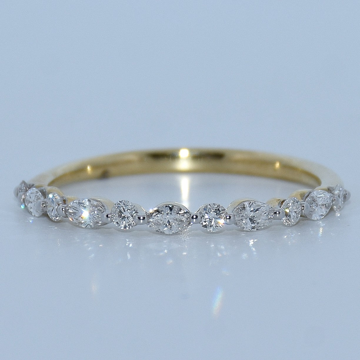 14K Gold | Yellow Round and Marquise .42cttw Natural Diamond Wedding Band