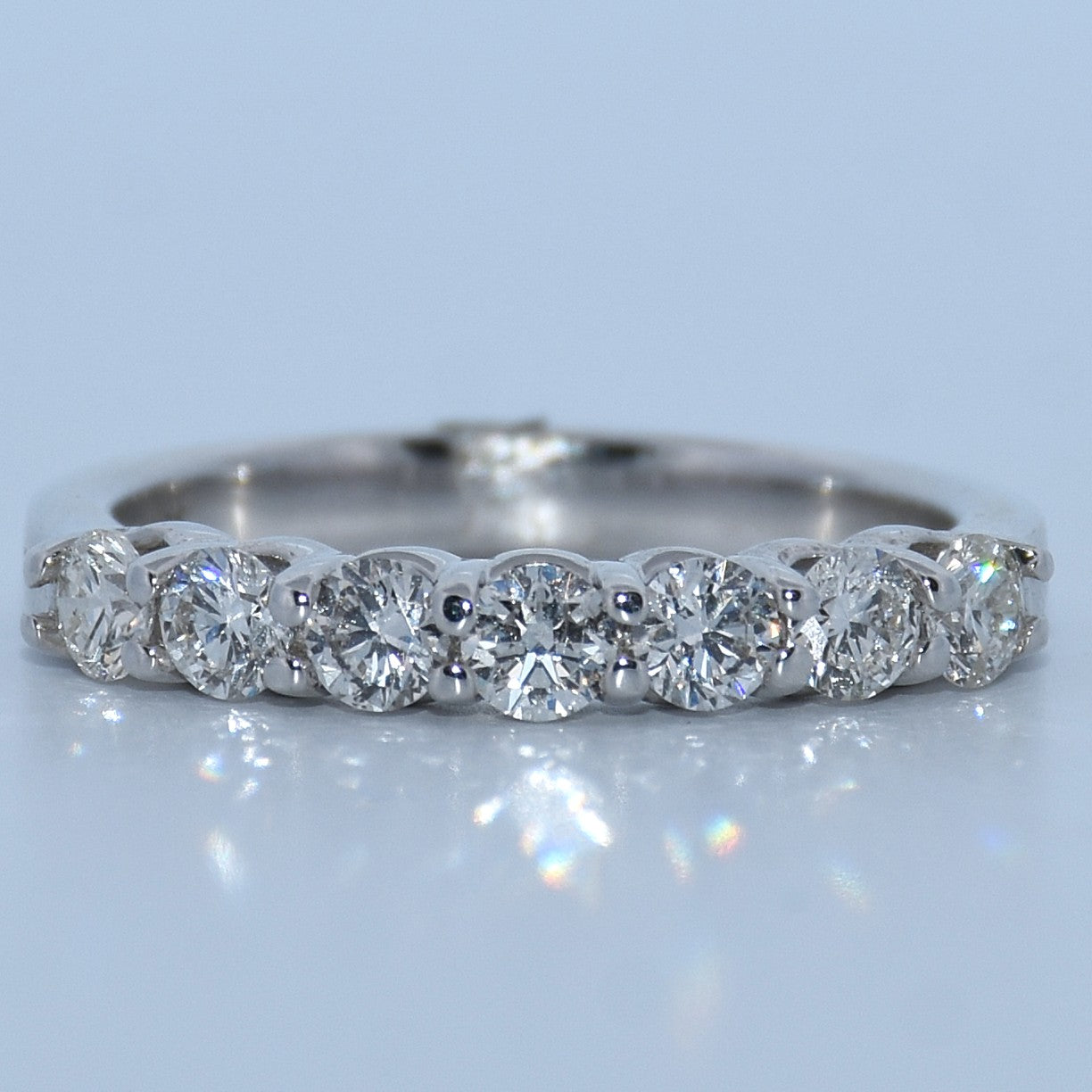 14K Gold | White Round 0.96cttw Natural Diamond Wedding Band