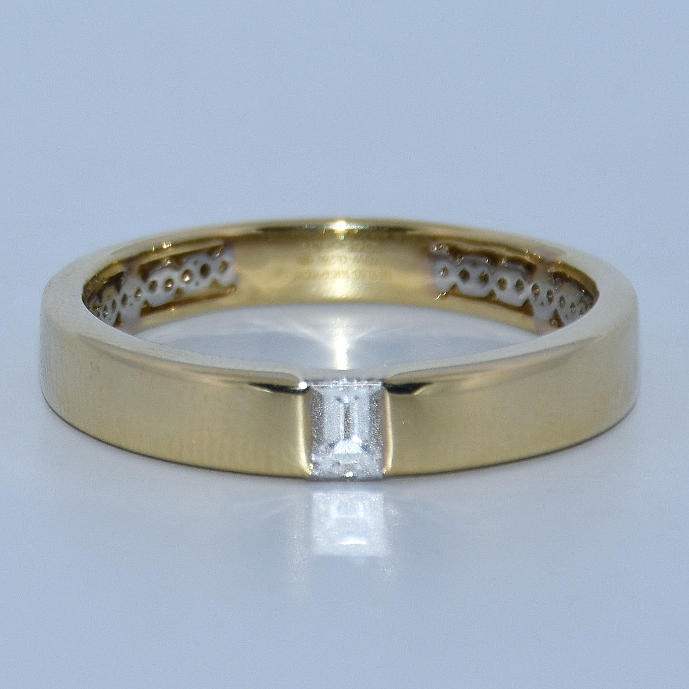 14K Gold & Platinum 950 | Yellow Baguette Natural Diamond Wedding Band