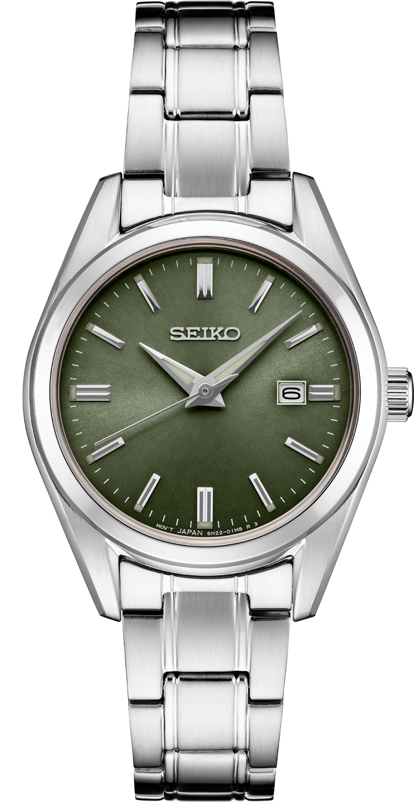Seiko Essentials SS Quartz Green Dial Watch SUR533