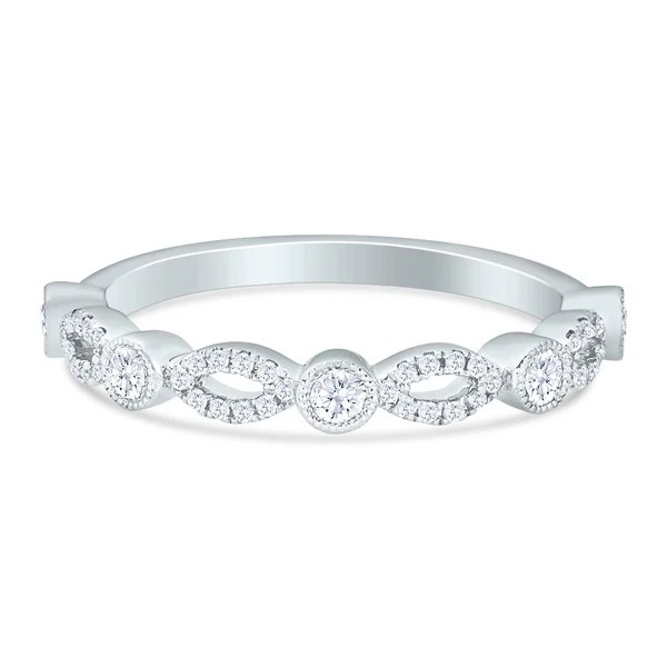 14K Gold | .29ct Natural Diamond Round/Open Marquise Eternity Wedding Band