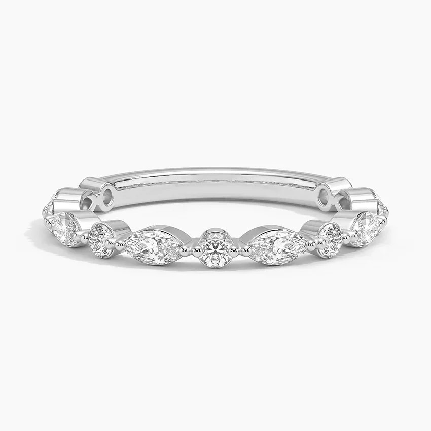 14K Gold | .43ct Lab Eternity Marquise and Round Wedding Band