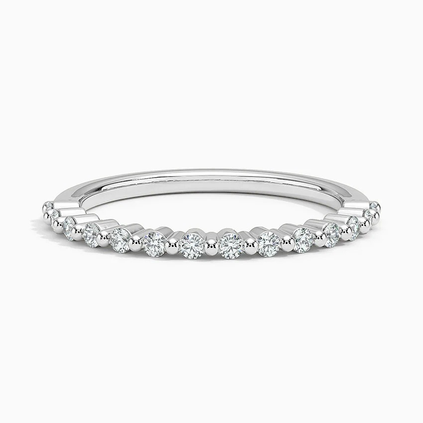 14K Gold | WG .15ct Natural Diamond Half Eternity Wedding Band