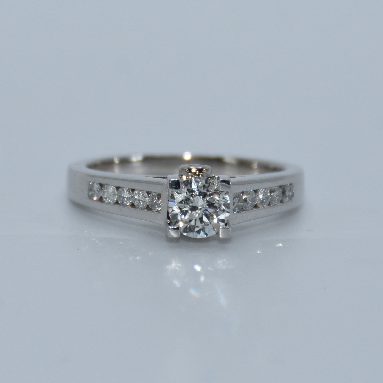 14K Gold | .5ct Natural C. Diamond with .25ct (.75cttw)14K White Gold Engagement Ring