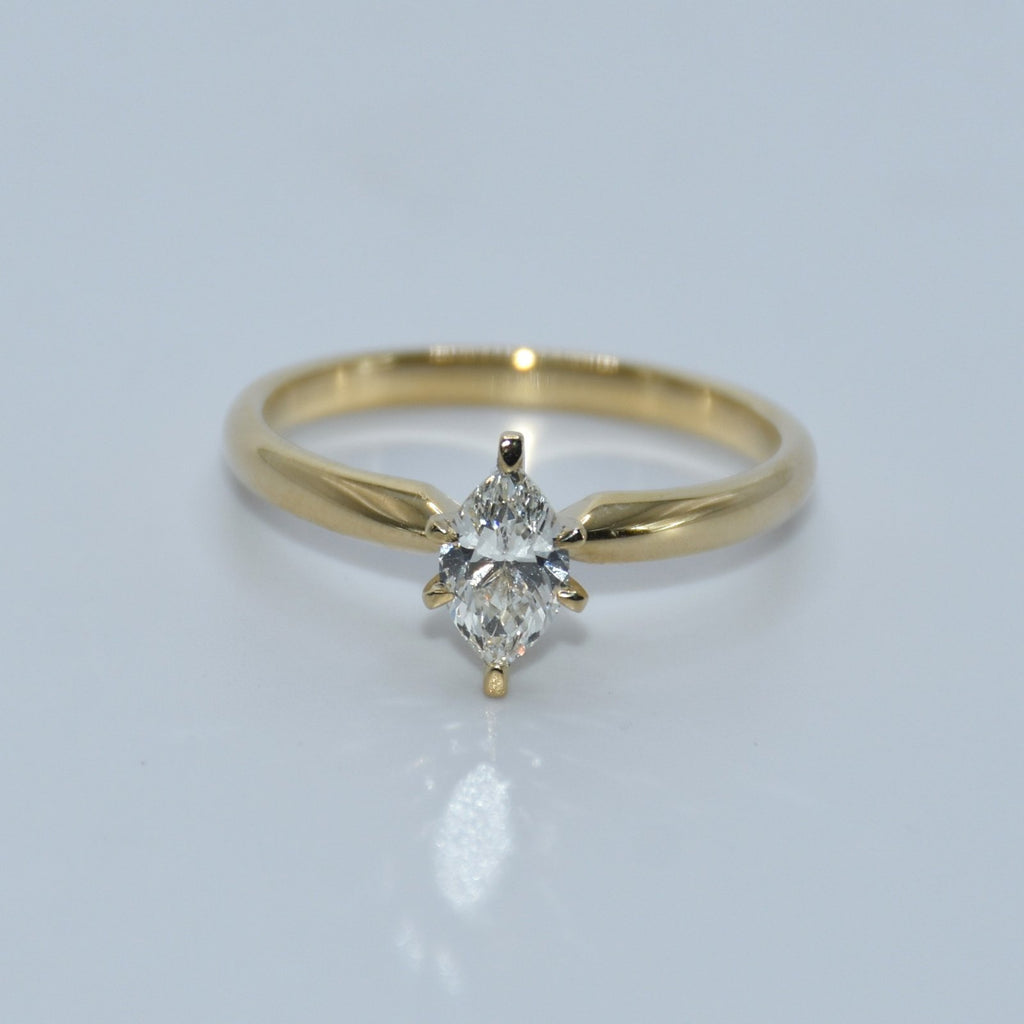 14K Gold | .5ct Marquise Natural Diamond Solitaire Engagement Ring