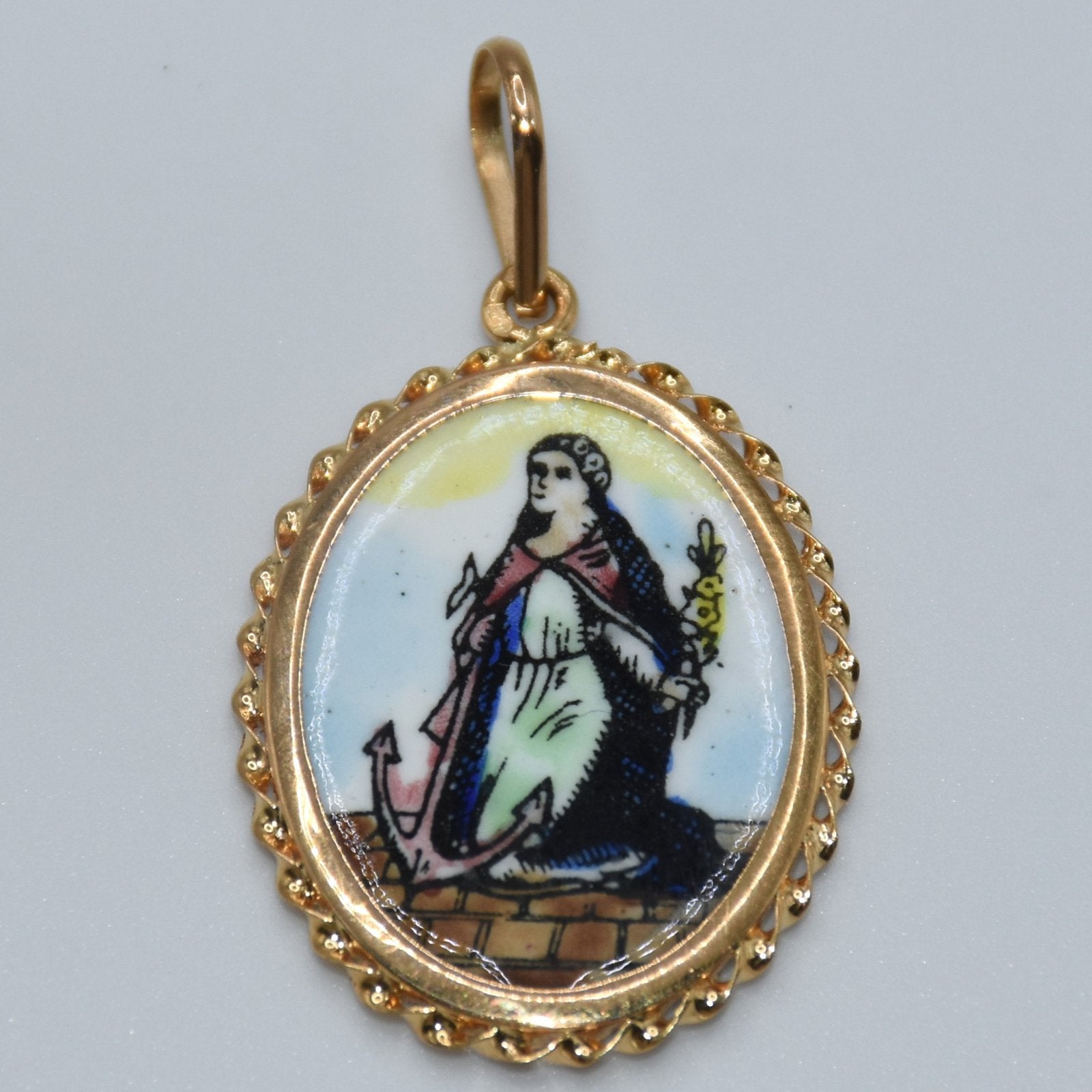 19.2K Portuguese Gold | Vintage Saint Philomena Pendant
