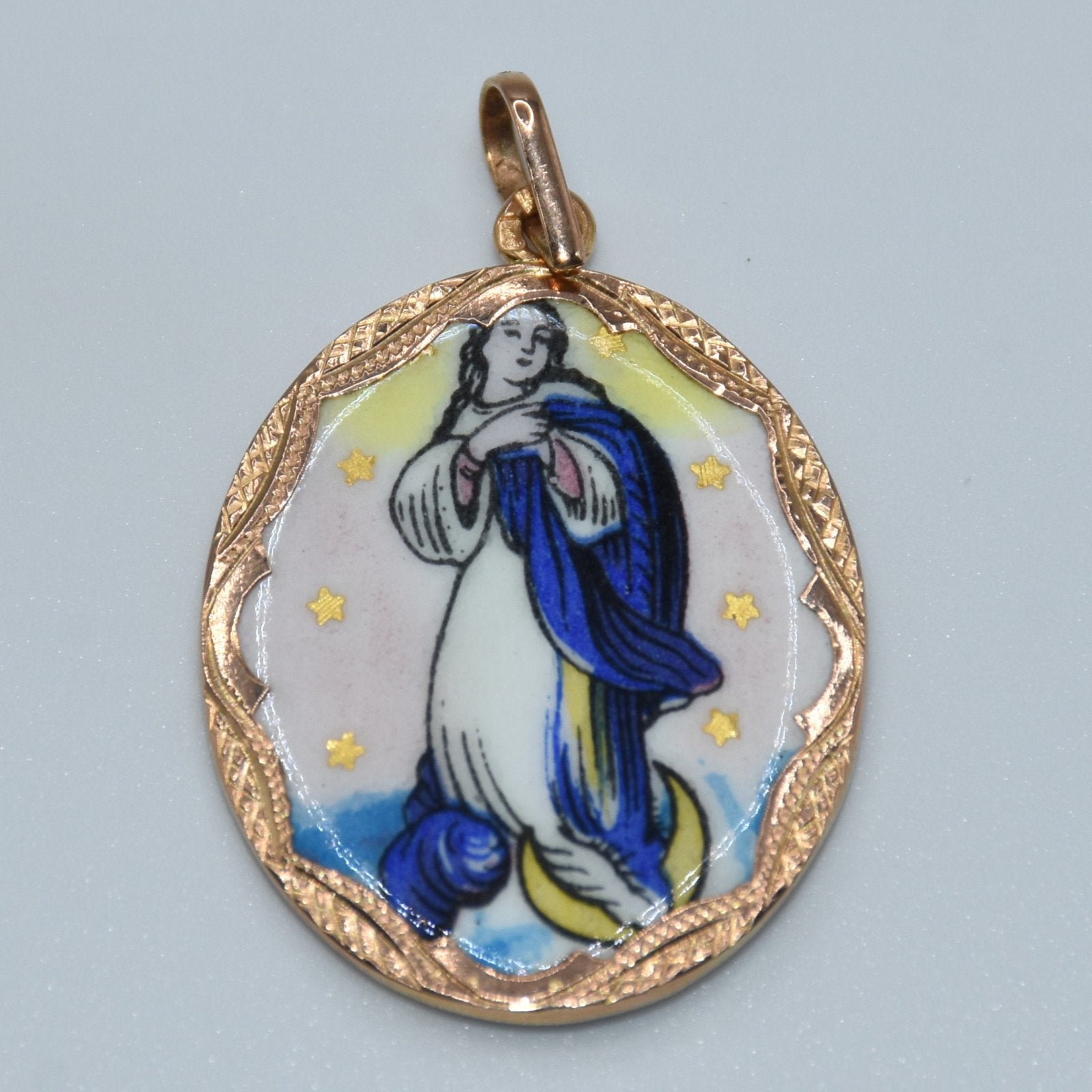 19.2K Portuguese Gold | Vintage Our Lady of the Conception Pendant