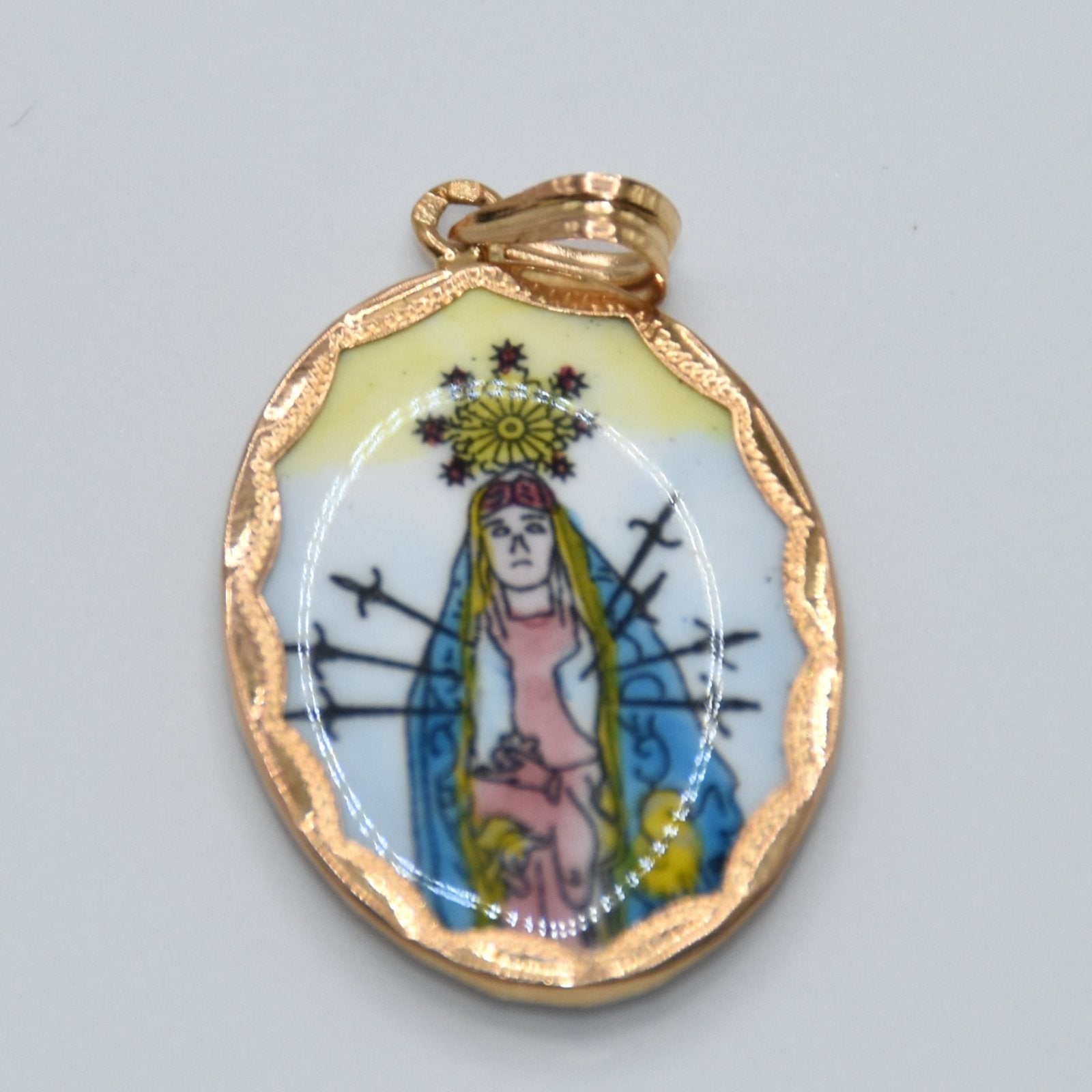 19.2K Portuguese Gold | Vintage Our Lady Of Sorrows Pendant