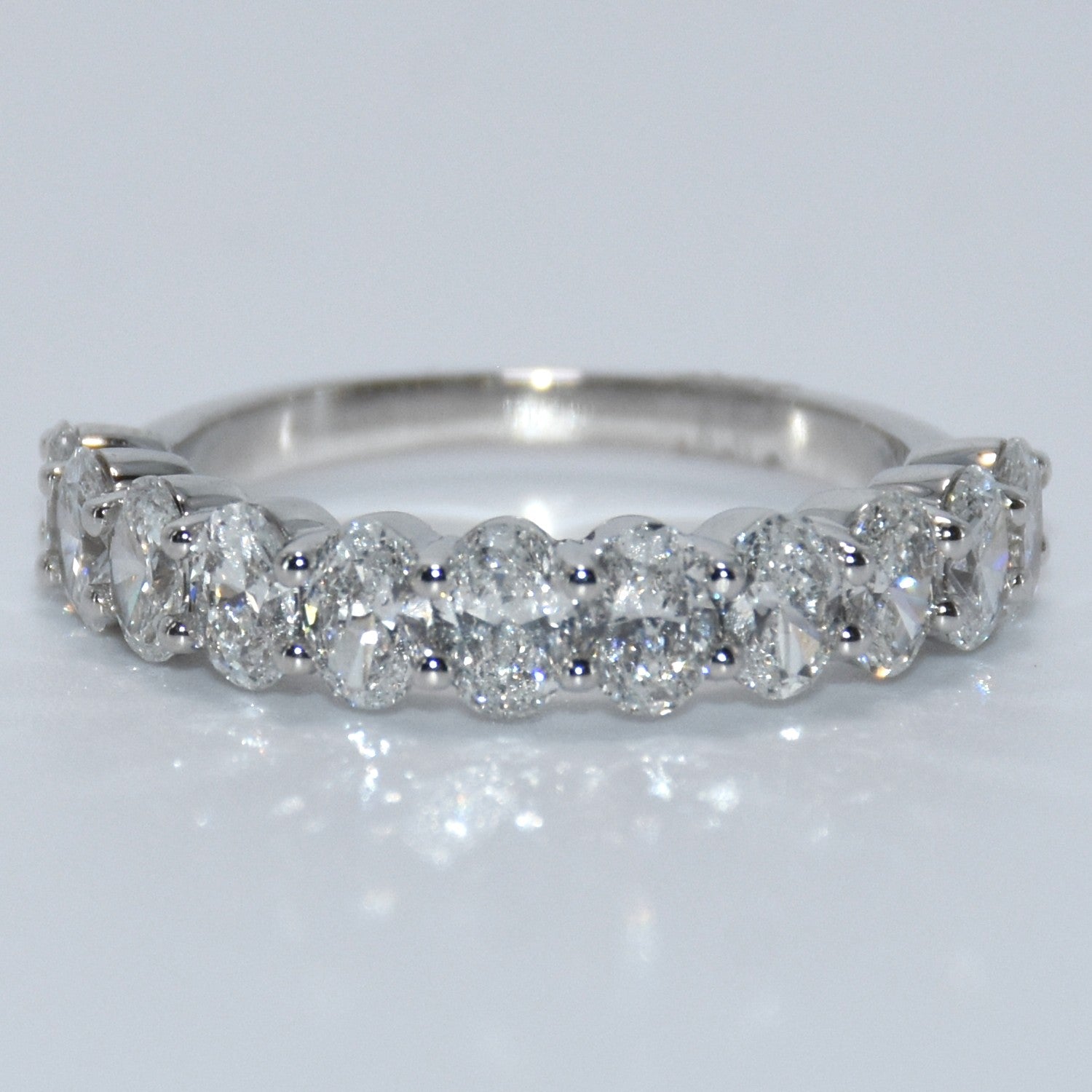 14K Gold | 1.65ct Lab Oval Diamond 14K White Gold Half Eternity Ring