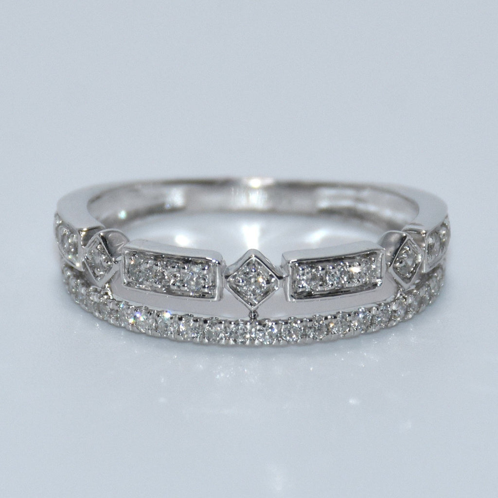14K Gold | .40ct Natural Diamond 14K White Gold Double Layer Wedding Band