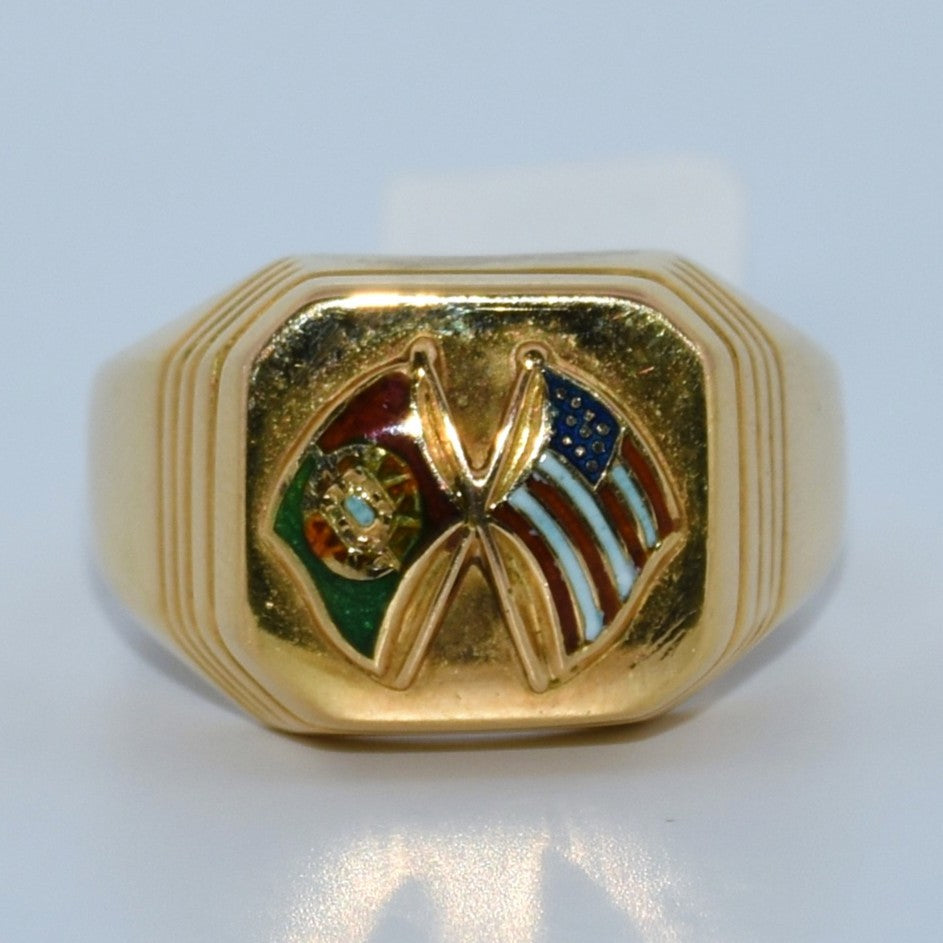 19.2K Portuguese Gold | American/Portuguese Flag Rings