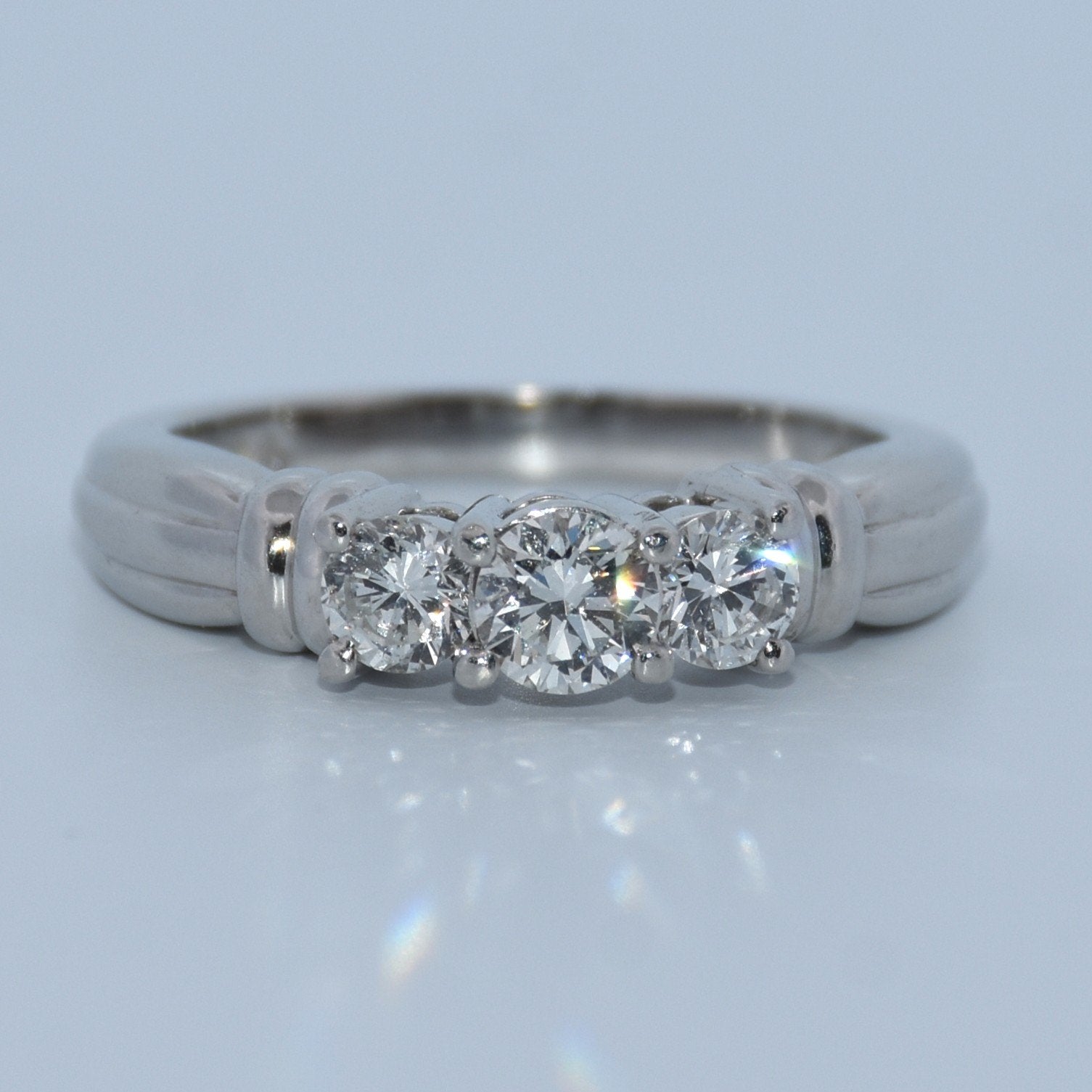 14K Gold | Platinum 3 Stone Natural Diamond Engagement Ring .83cttw