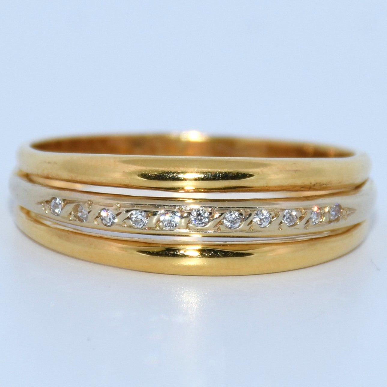 19.2K Portuguese Gold | Layered Cz Band