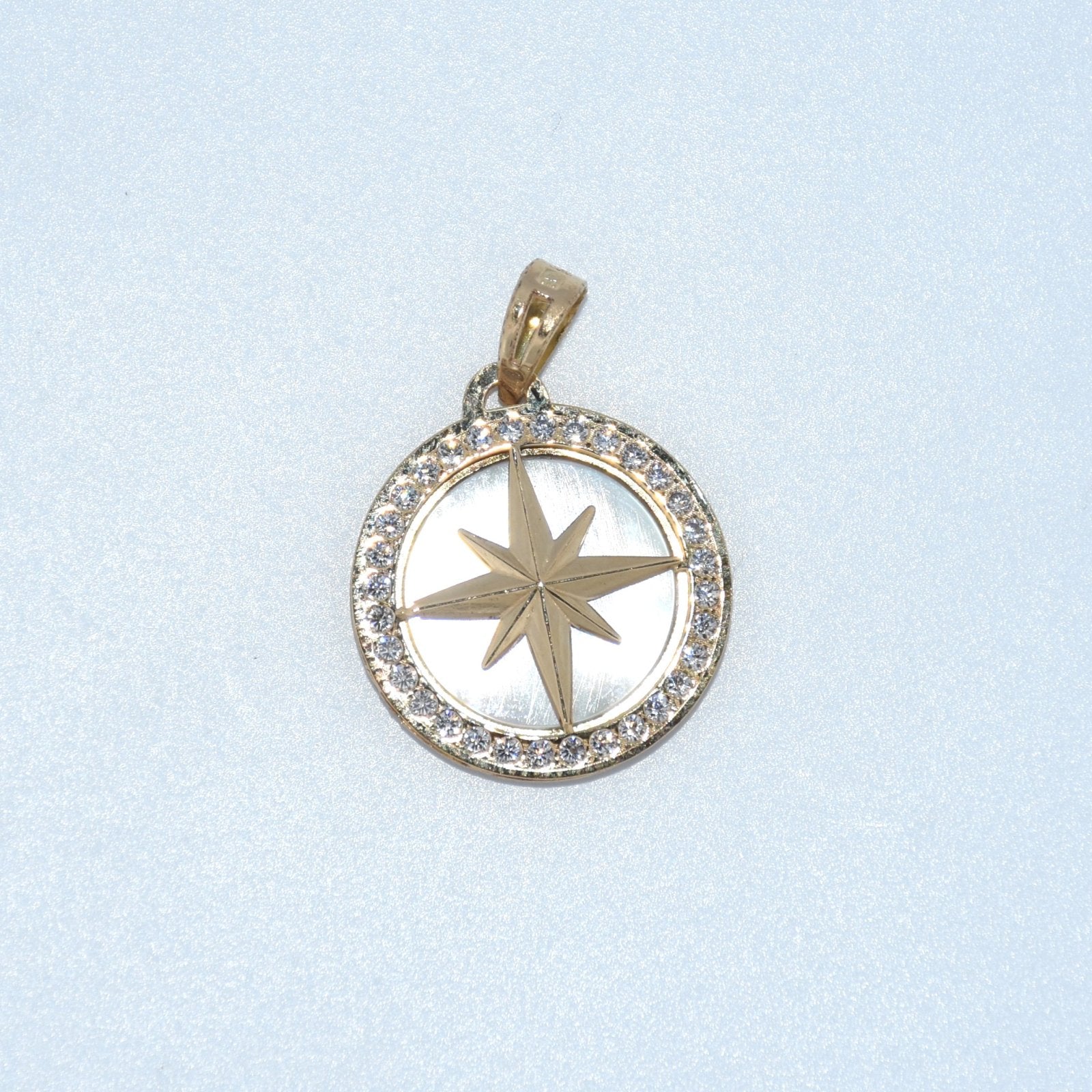 19.2k Portuguese Gold | CZ Compass Pendant