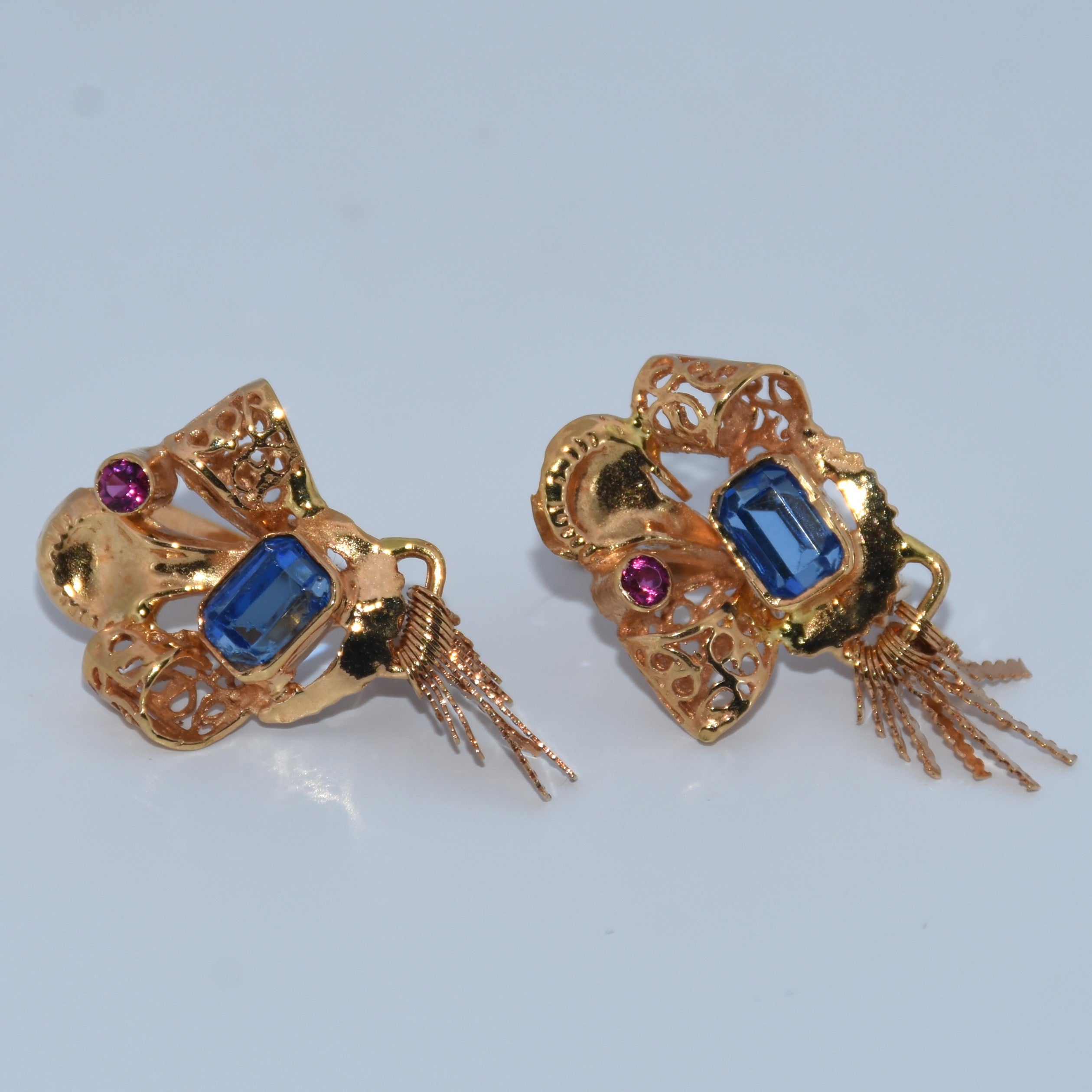 19.2K Portuguese Gold | Antique Blue Stone Earrings