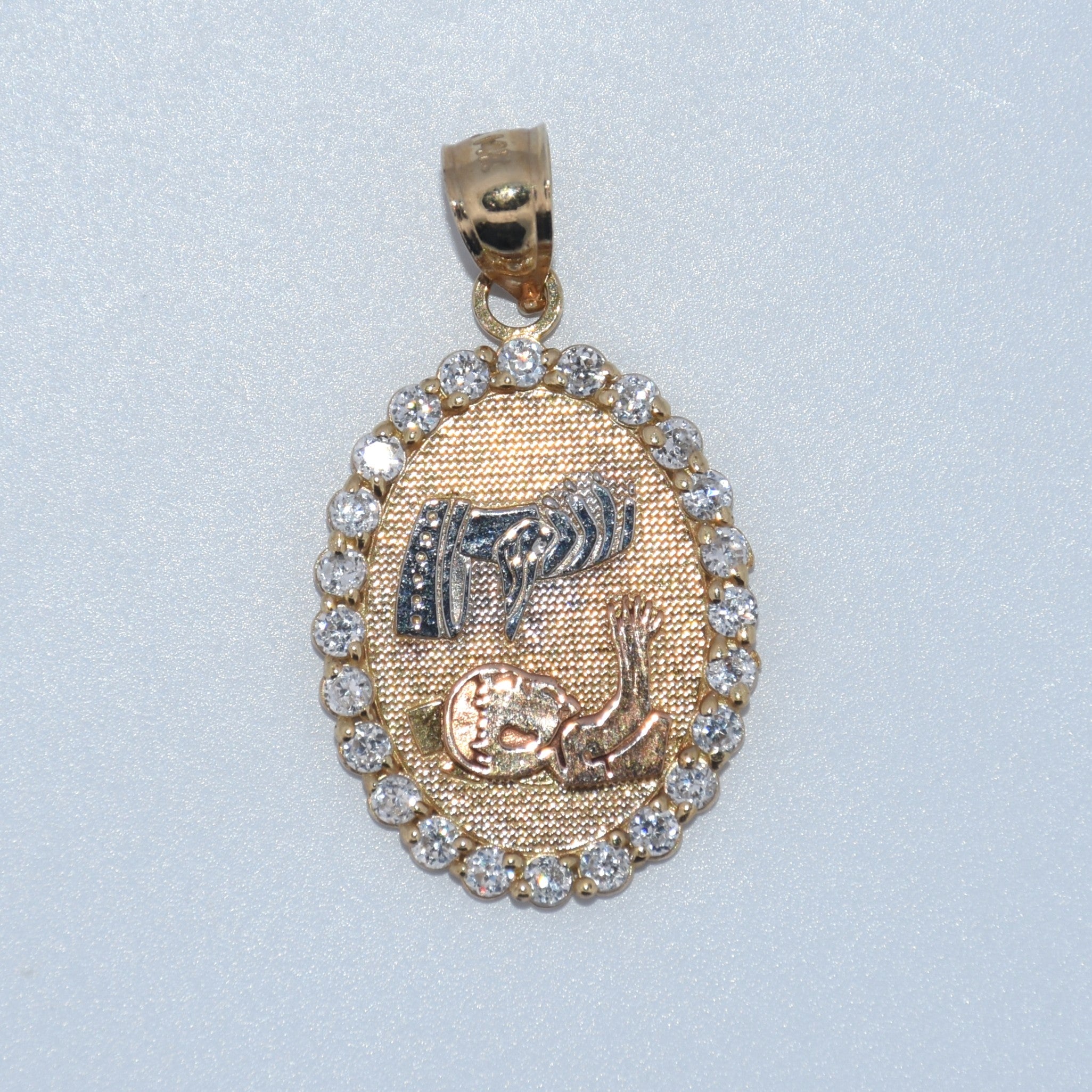 14K Gold | Tricolor CZ Baptism Charm