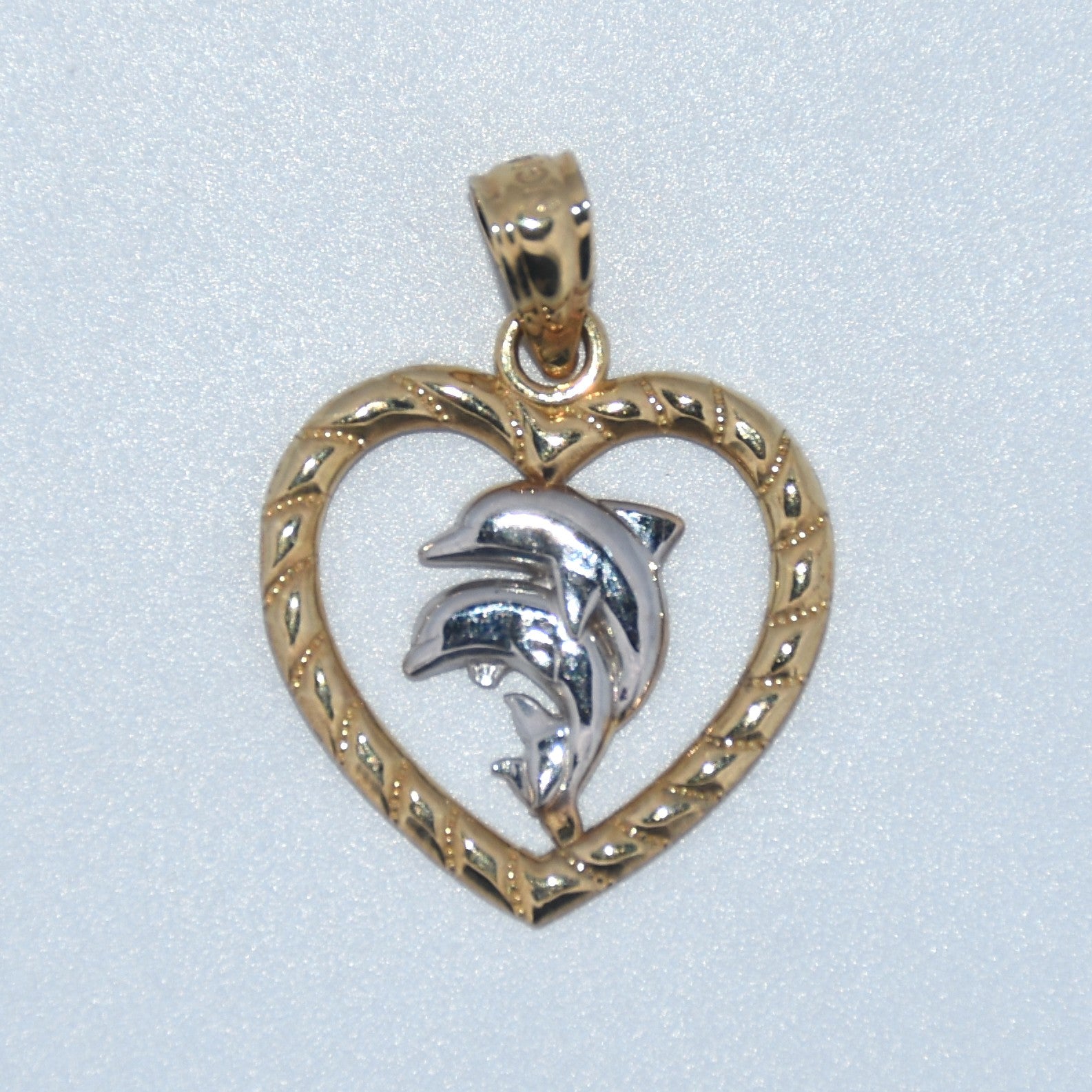 14K Gold | Dolphin Heart Charm
