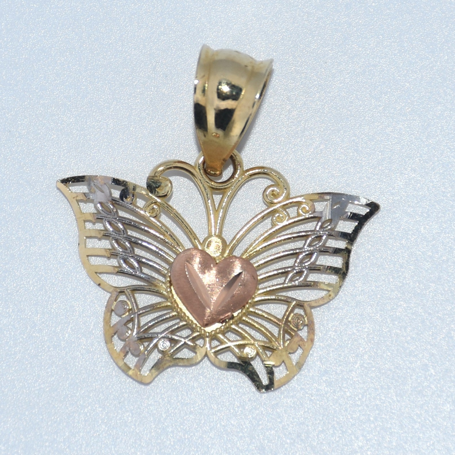 14K Gold | Butterfly Heart Pendant