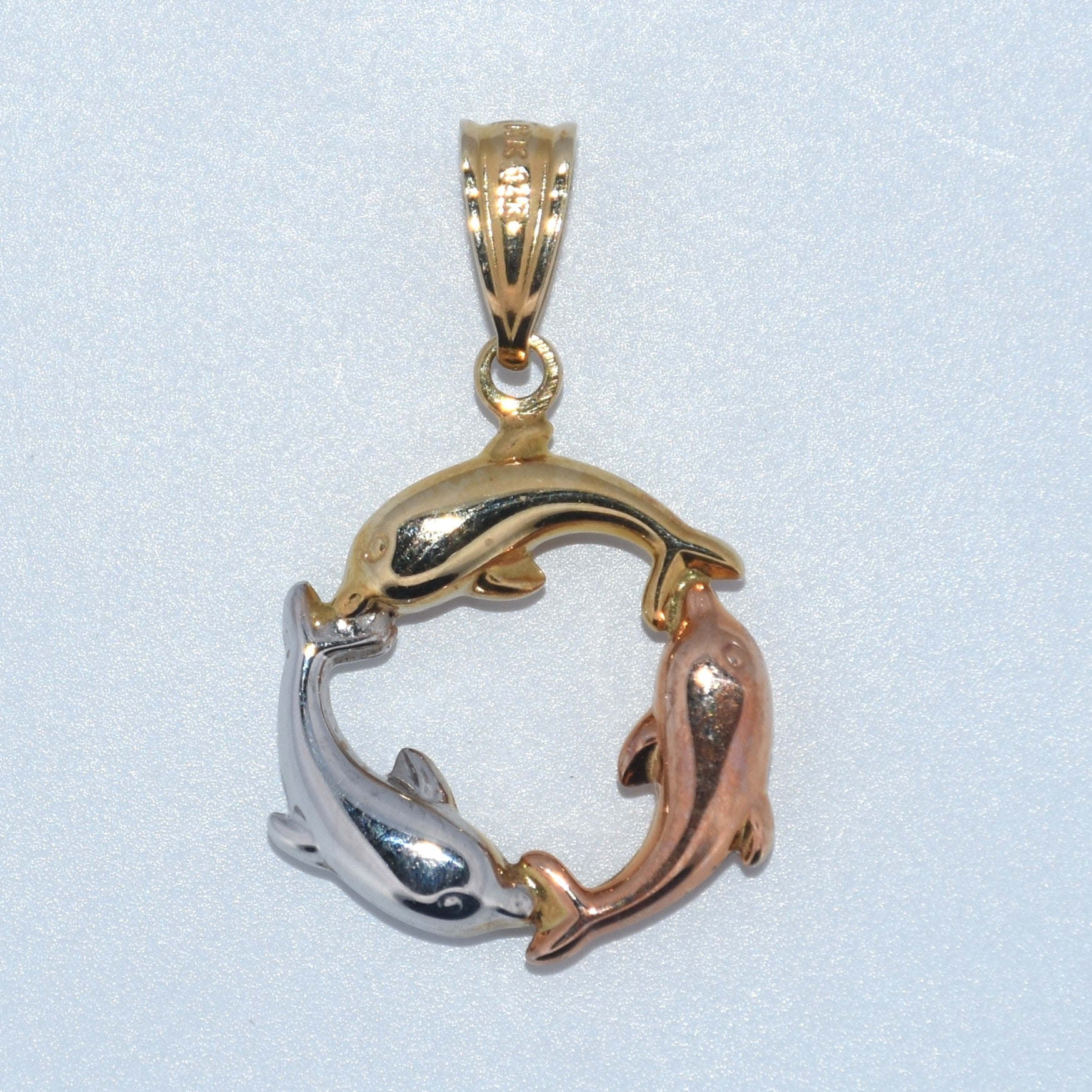 14K Gold | Tricolor Dolphin Pendants
