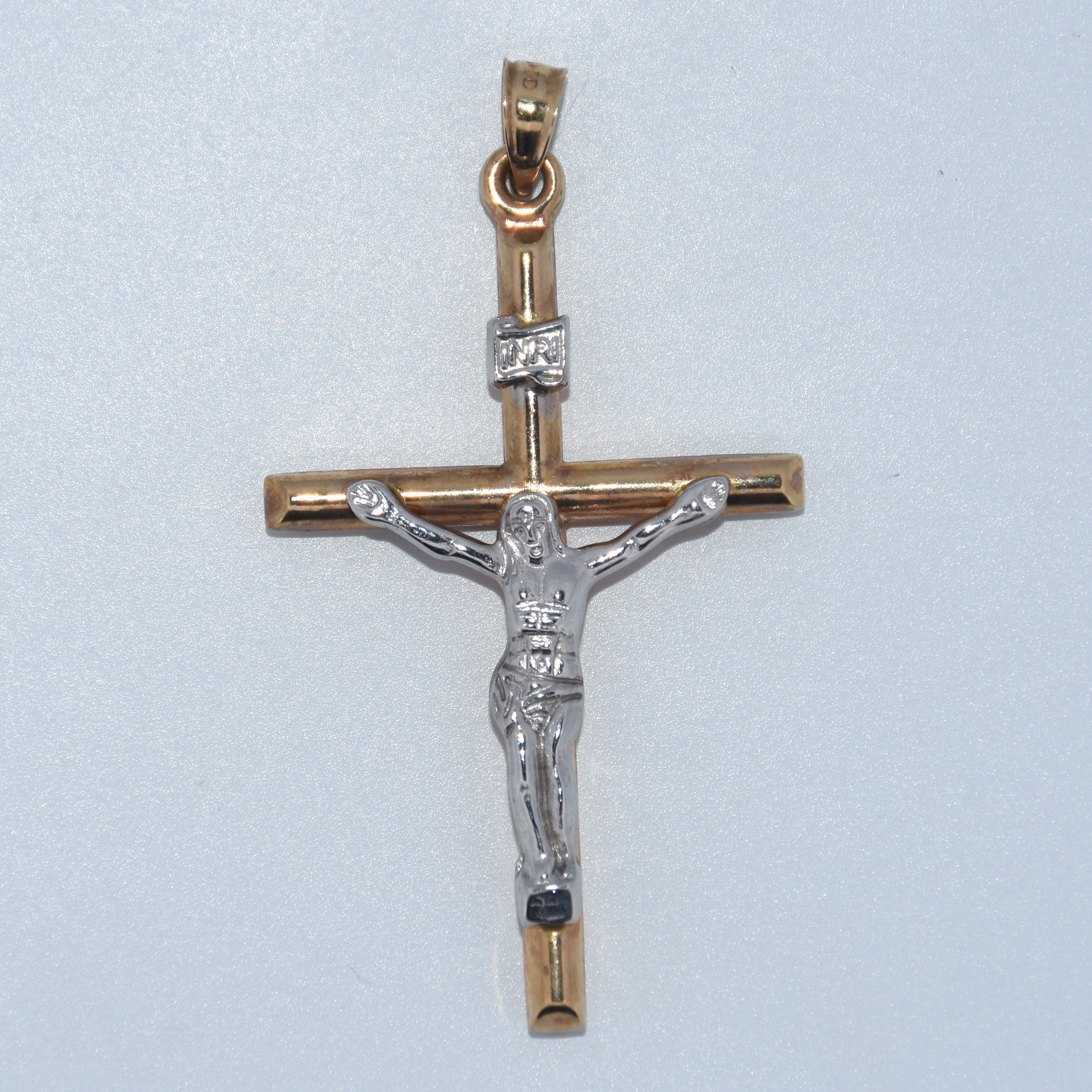 14K Gold | Two Tone Crucifix Pendant
