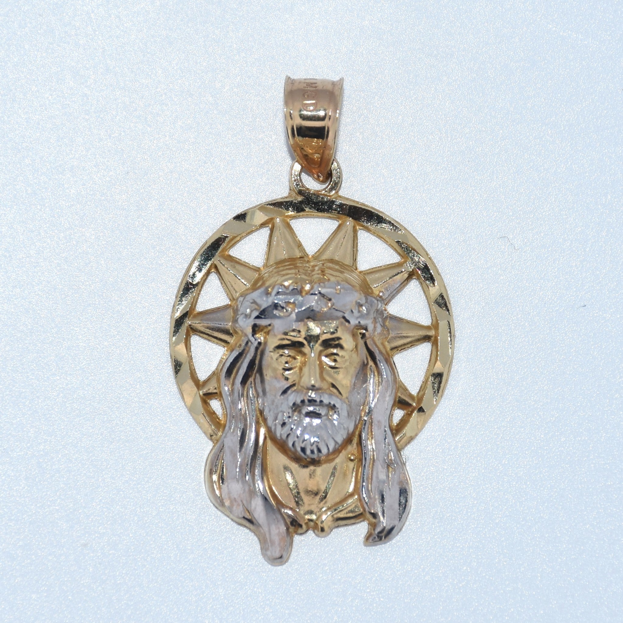 14K Gold | Two Tone Jesus Pendant