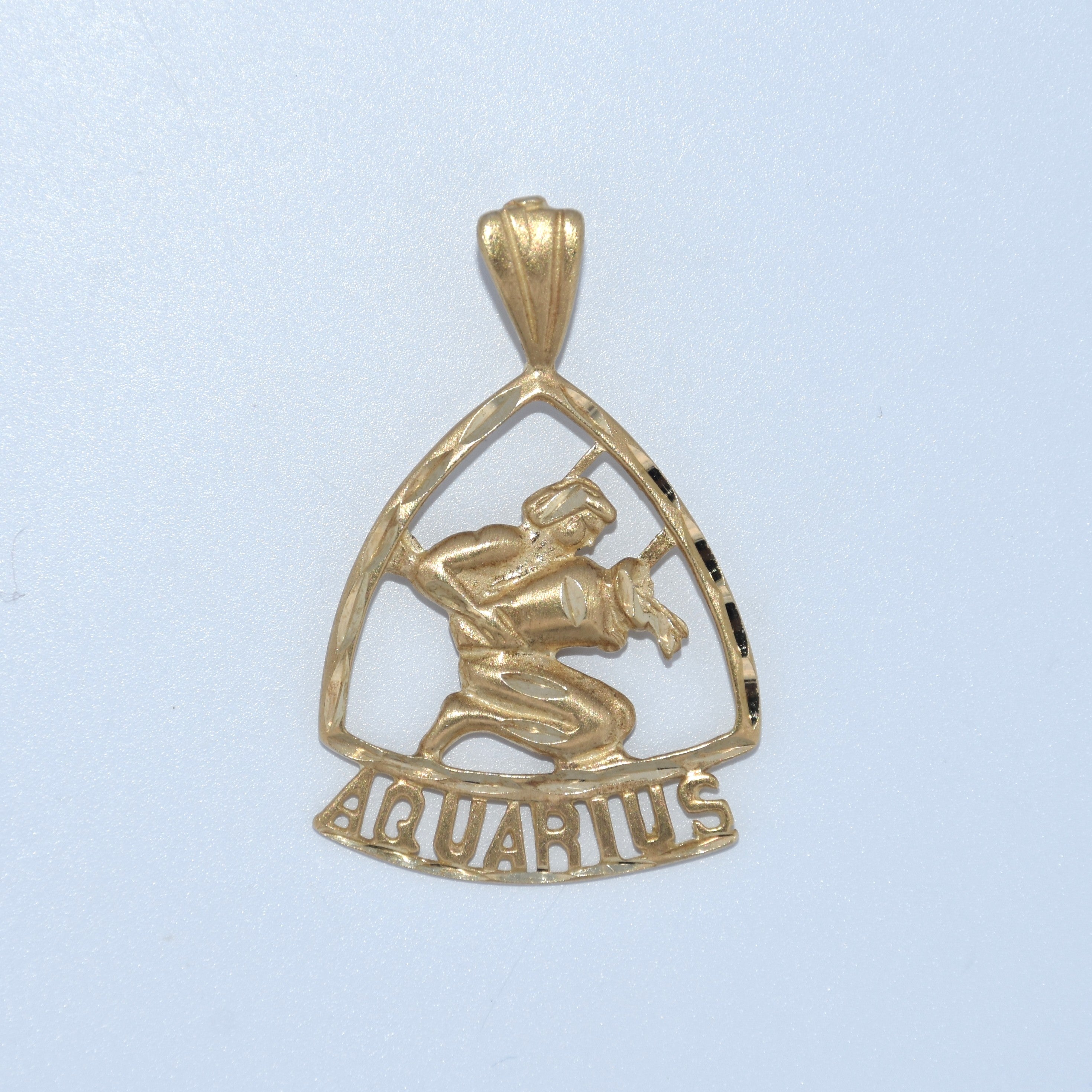 14K Gold | YG Cut Out Aquarius Pendant