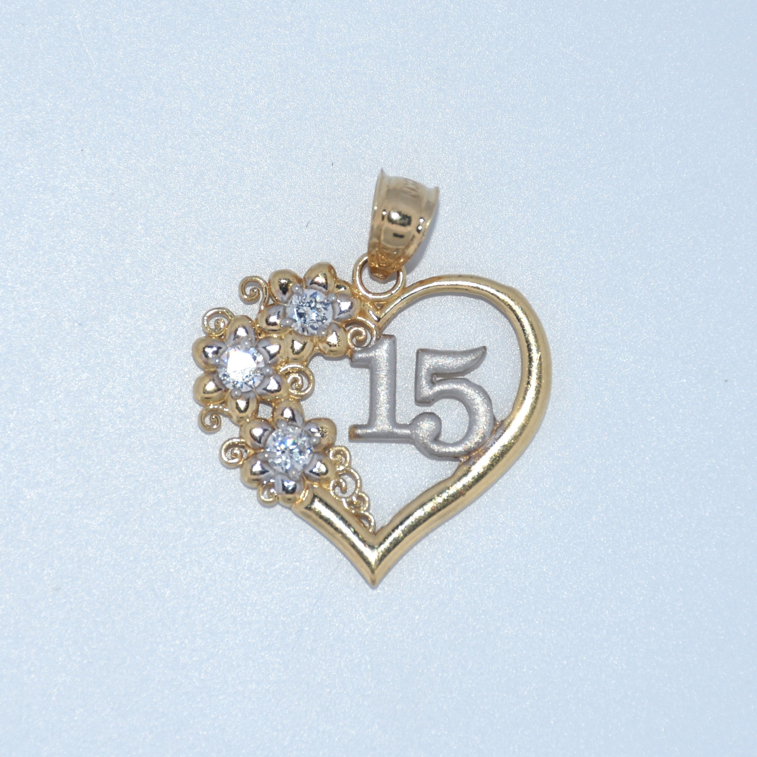 14K Gold | Floral Heart 15 Pendant