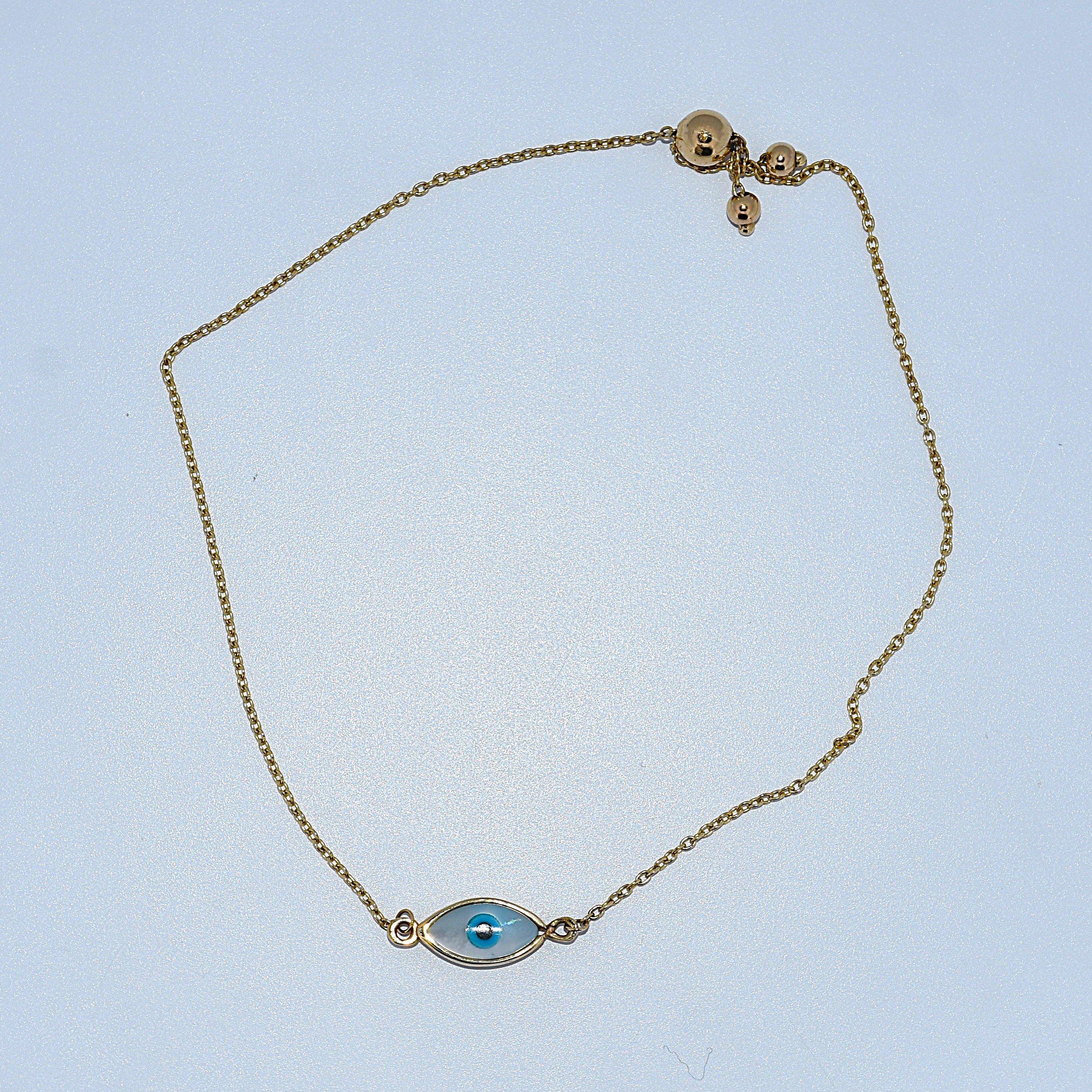 14K Gold | Adjustable Evil Eye Bracelet