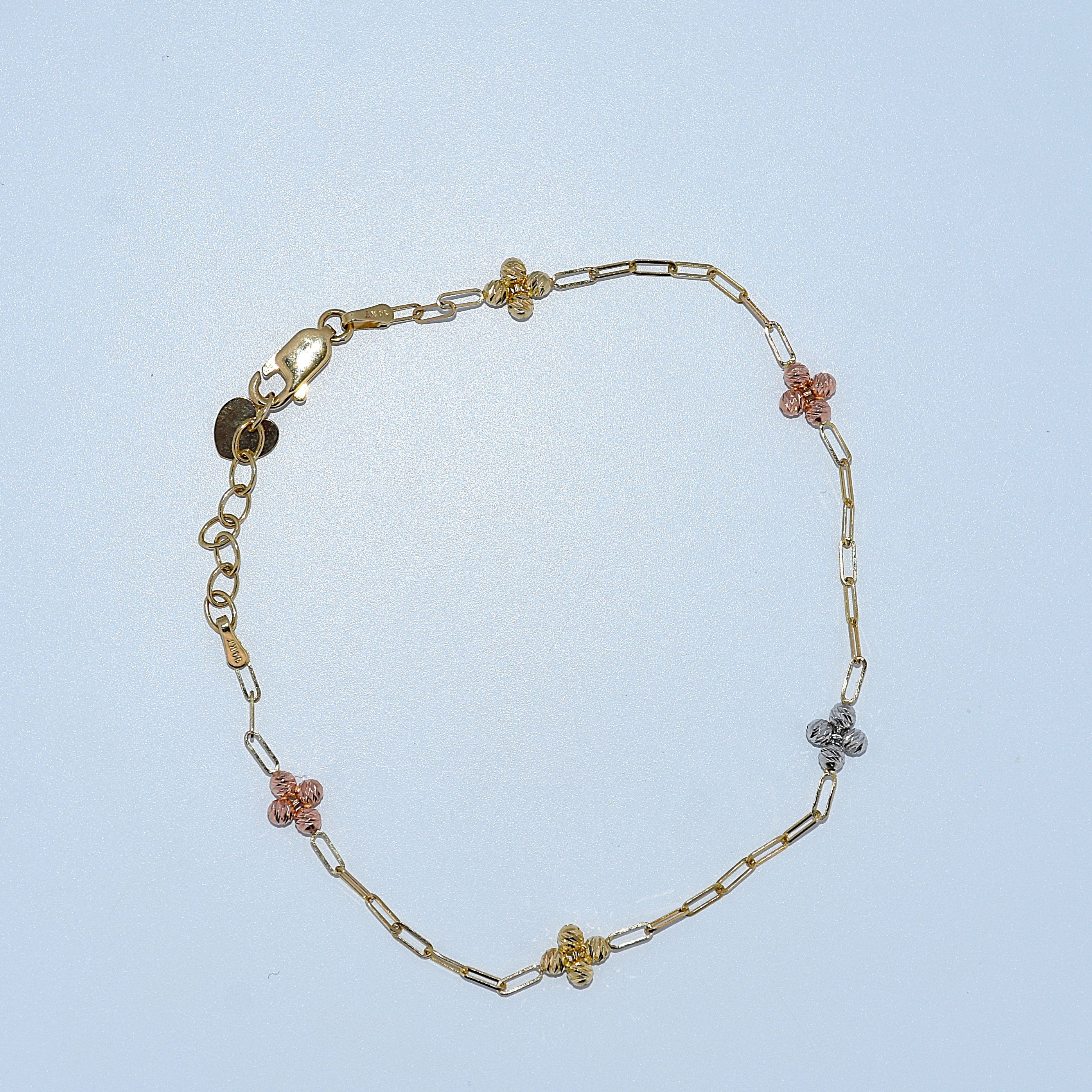 14K Gold | Tricolor Flower Bracelet