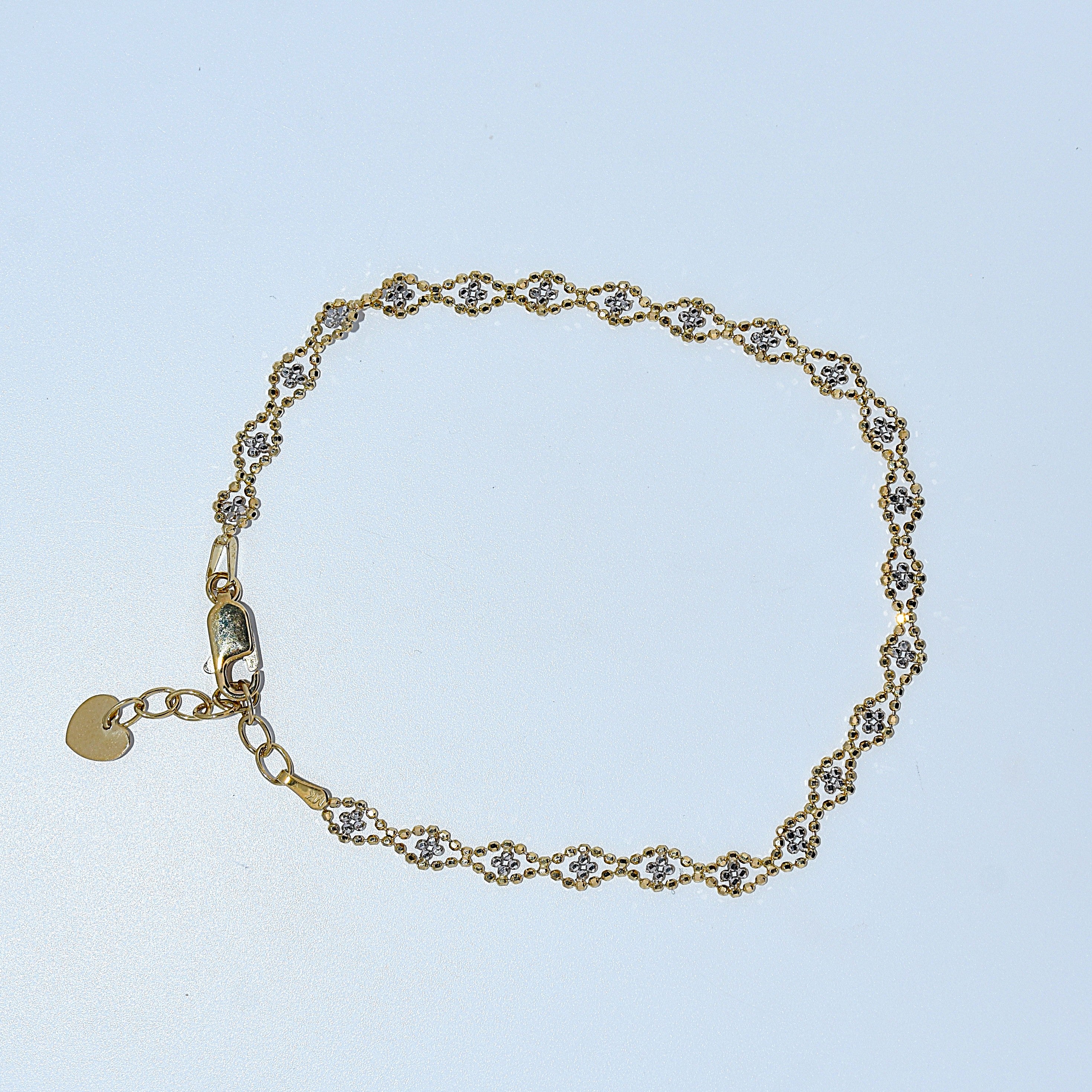 14K Gold | Two Tone Floral Bracelet