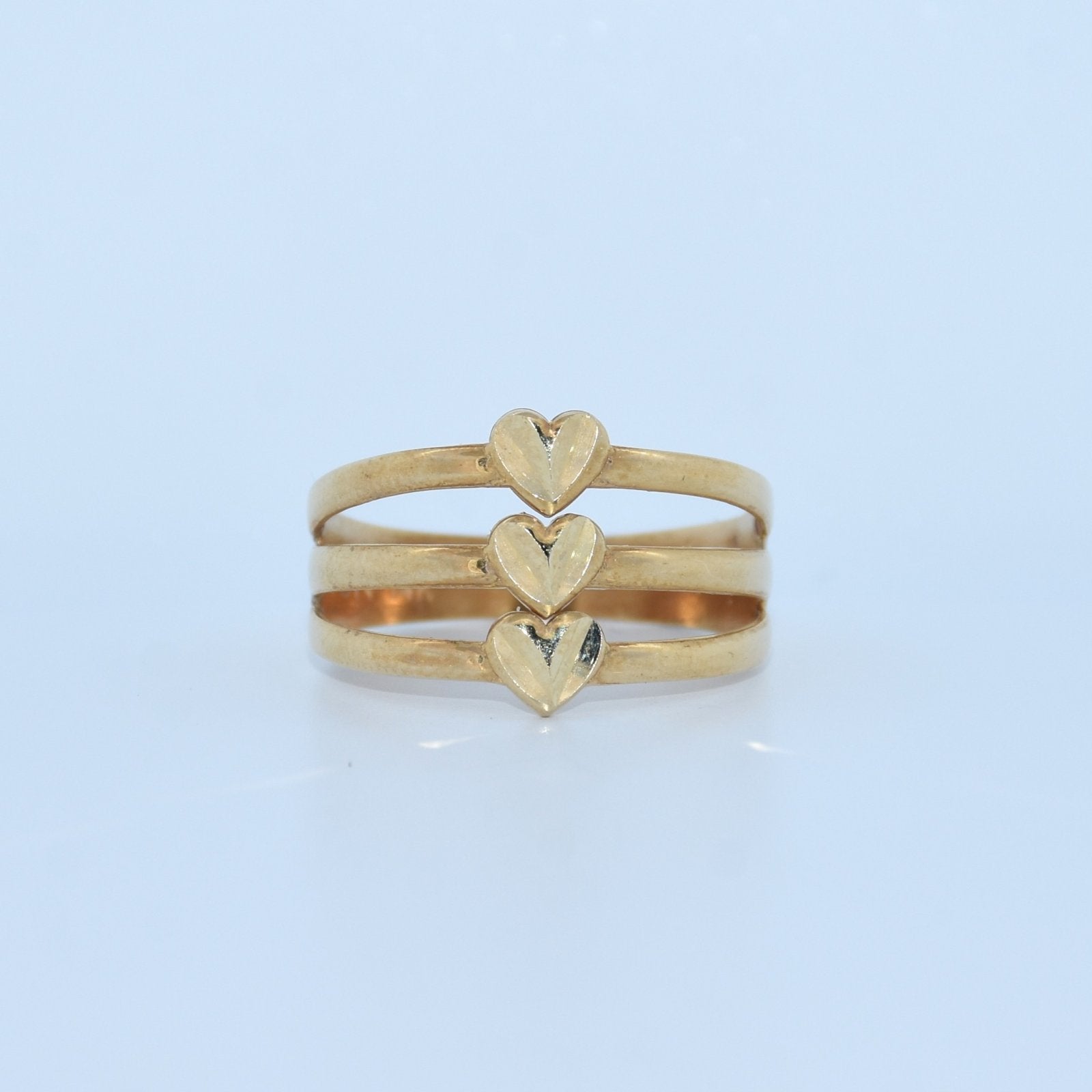 14K Gold | 3 Tier Heart Ring