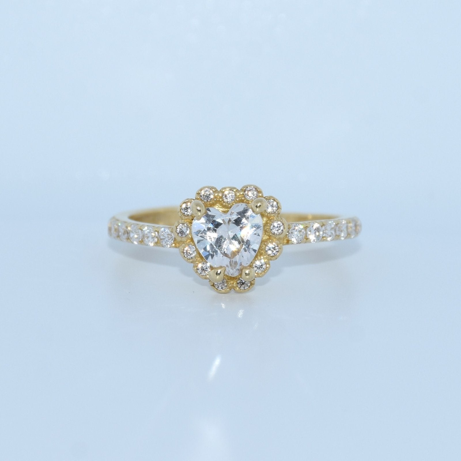 14K Gold | Heart Shaped Ring w/ cz halo