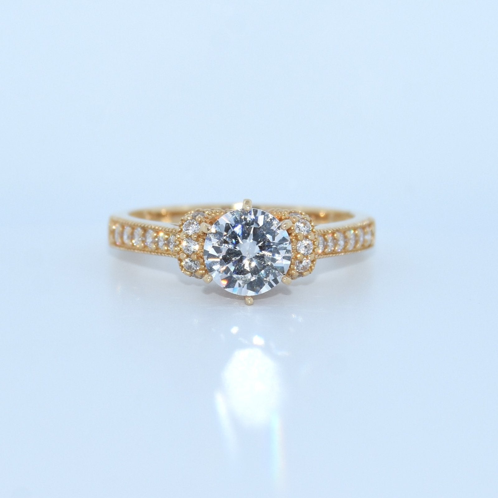 14K Gold | CZ Engagement Rings Yellow Gold