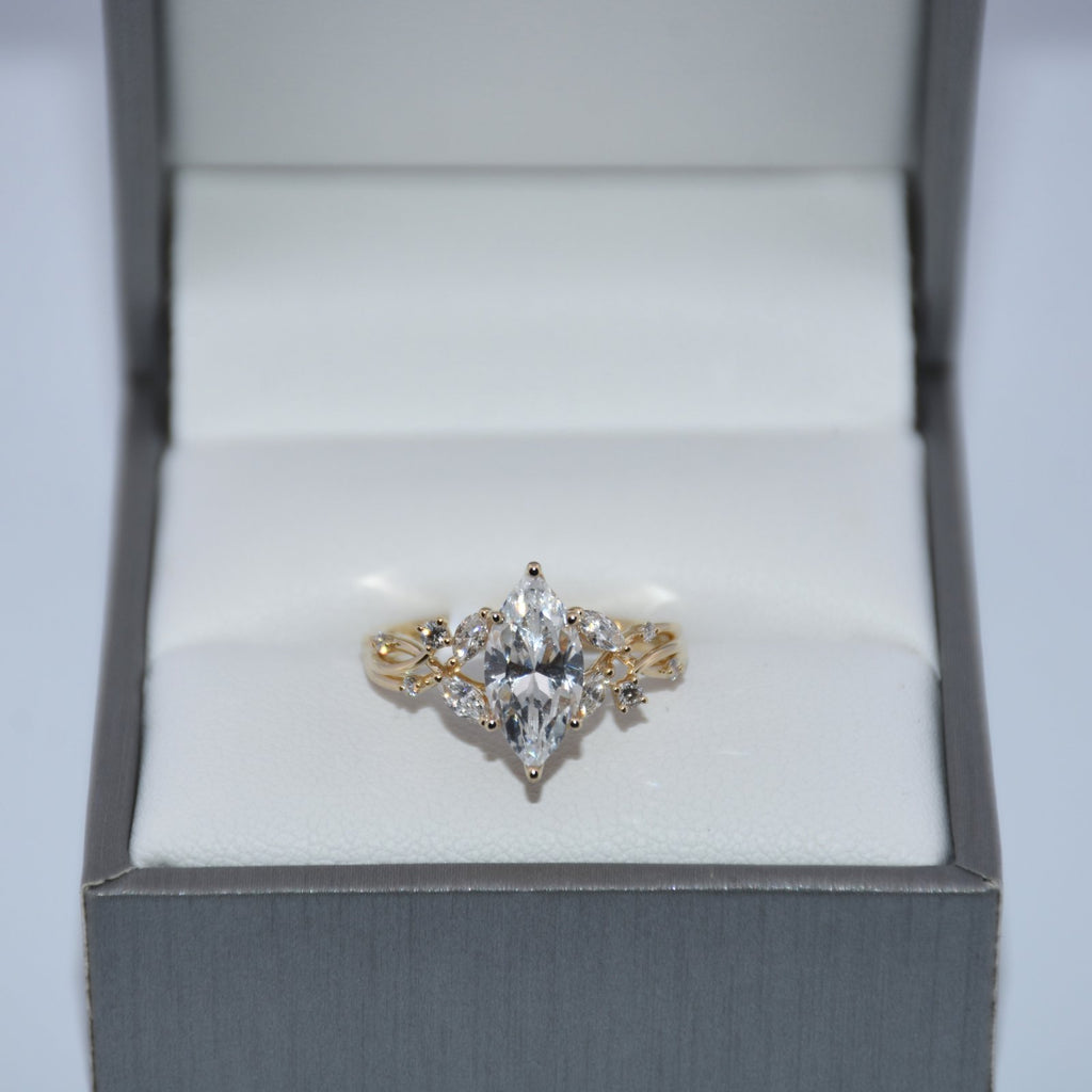14K Gold | YG Lyria Bridal Semi-Mount Marquise Diamond Engagement Ring (Check Description)